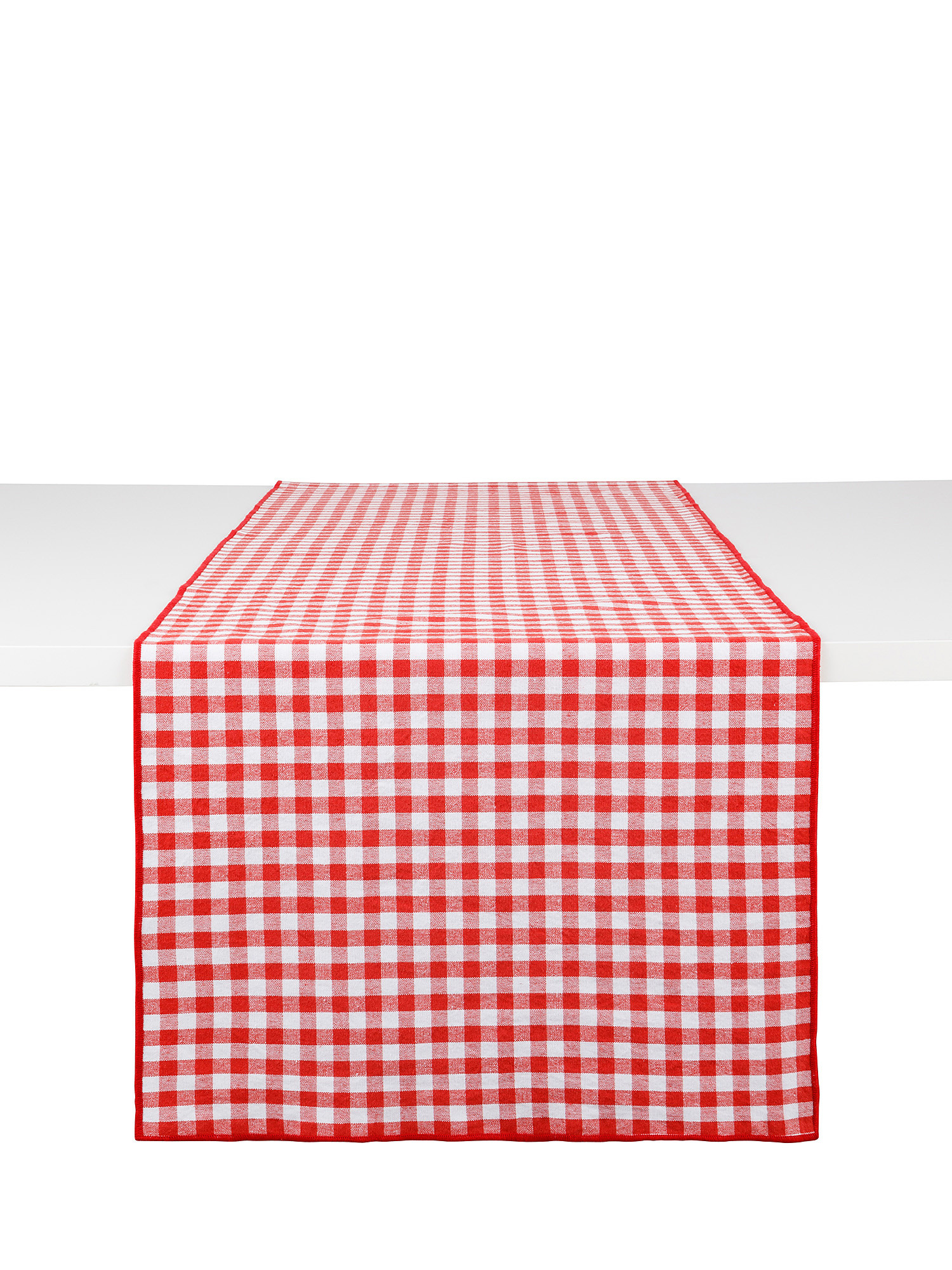 Vichy patterned cotton table runner, Red, large image number 0