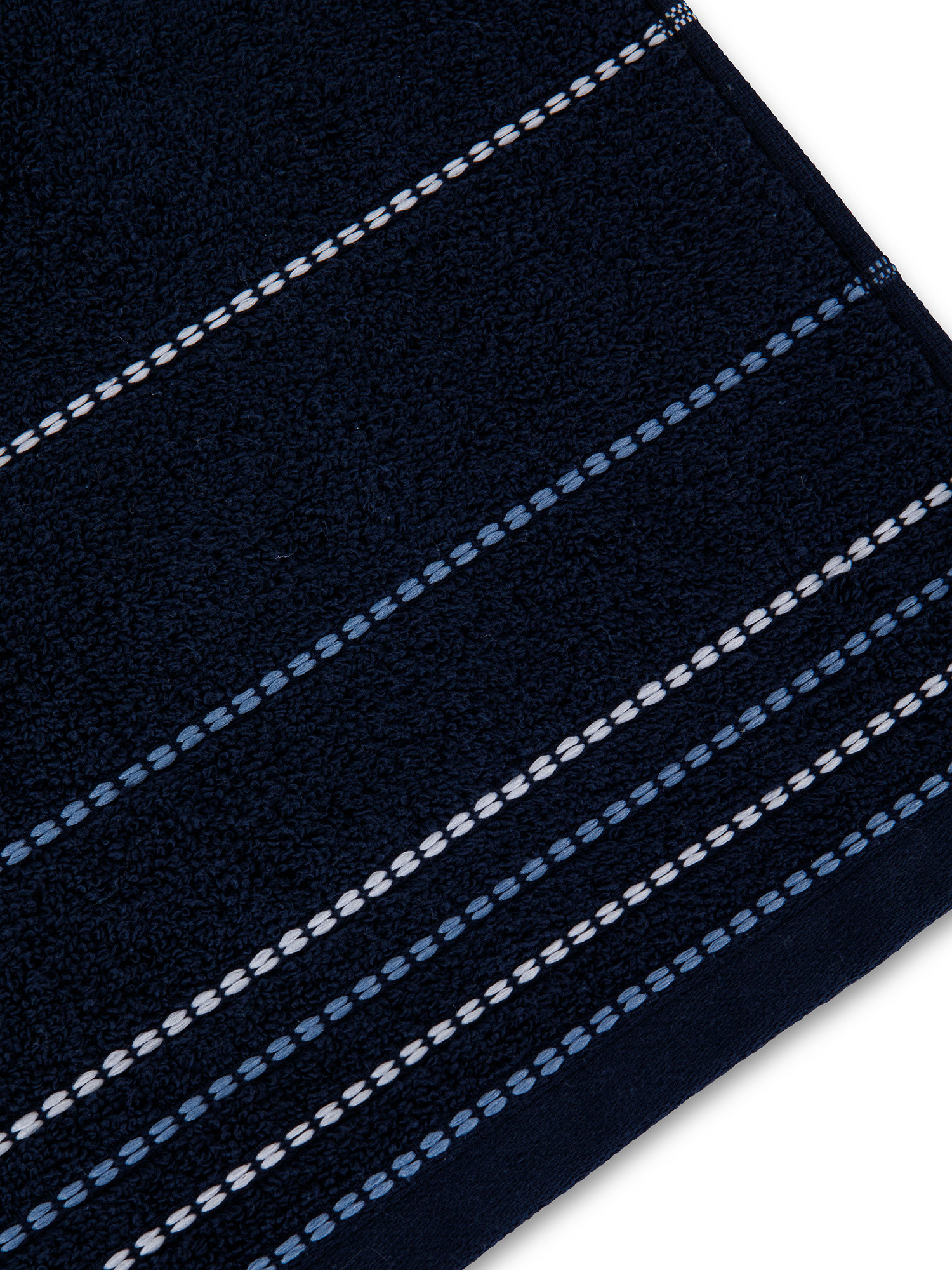 Set 3 asciugamani spugna di cotone a righe, Blu, large image number 2