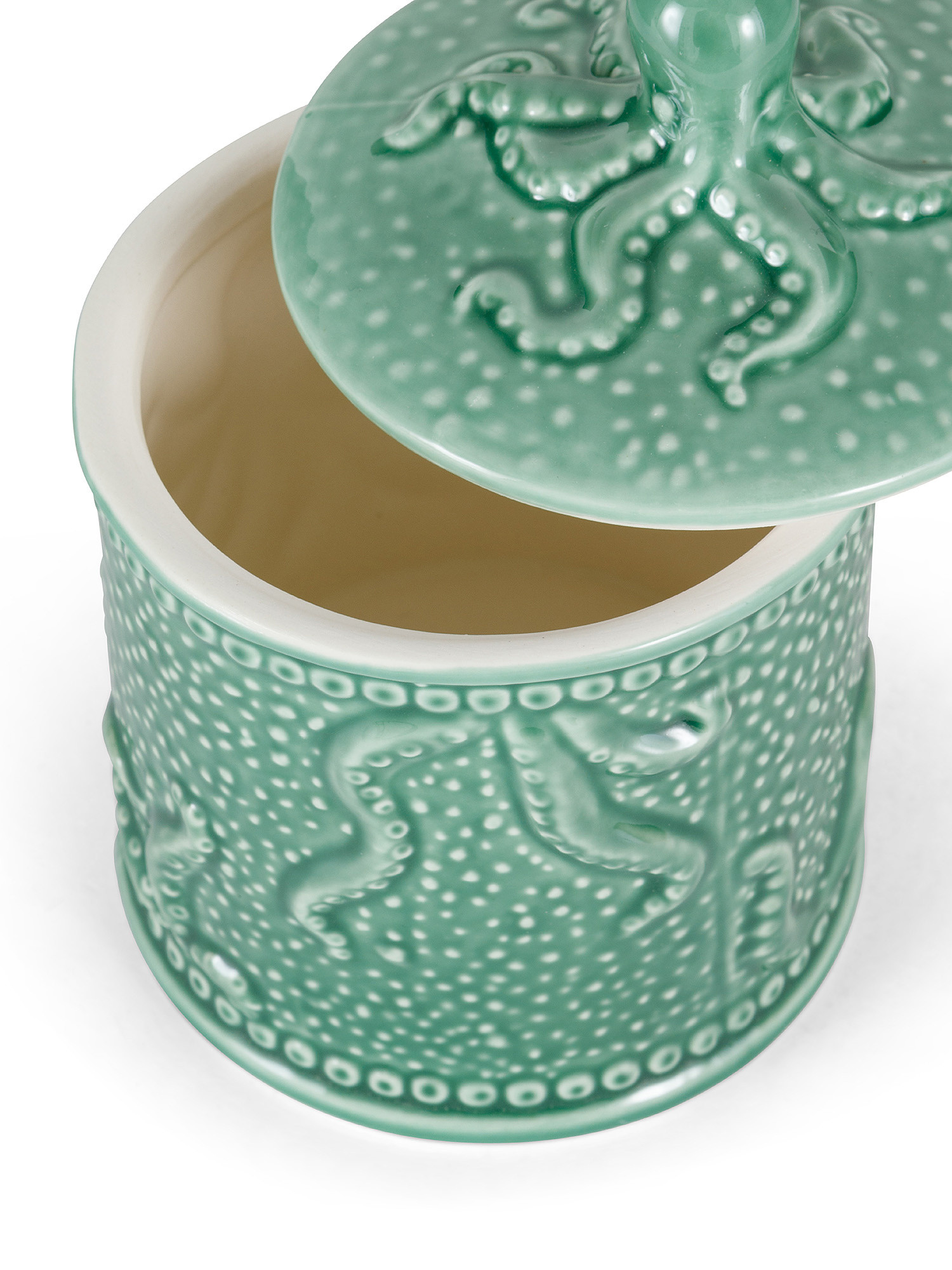 Octopus porcelain jar, Teal, large image number 1