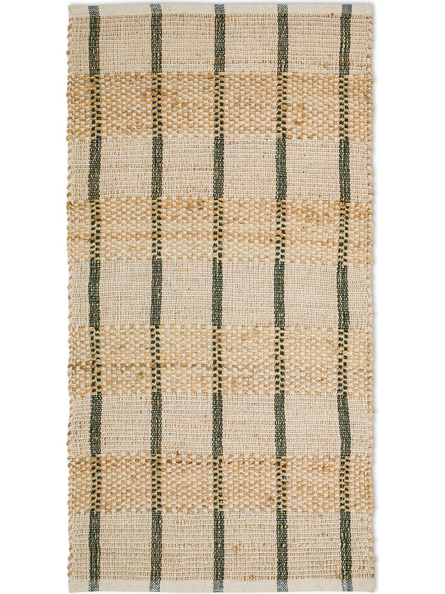 Jute and cotton kitchen rug with geometric pattern
