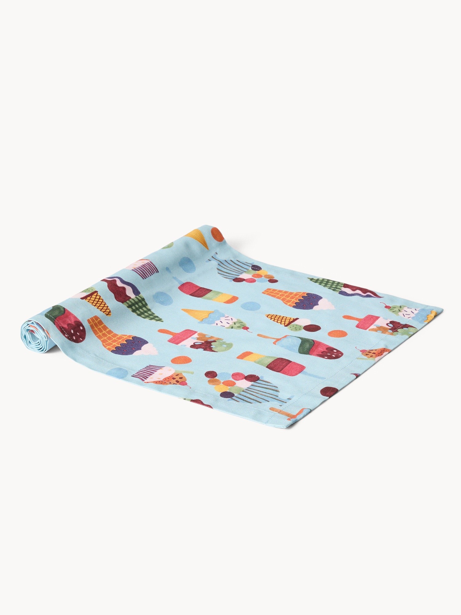 Ice Cream Print Cotton Panama Table Runner - Discounted price, Multicolor, large image number 0