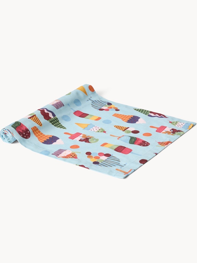 Ice Cream Print Cotton Panama Table Runner - Discounted price