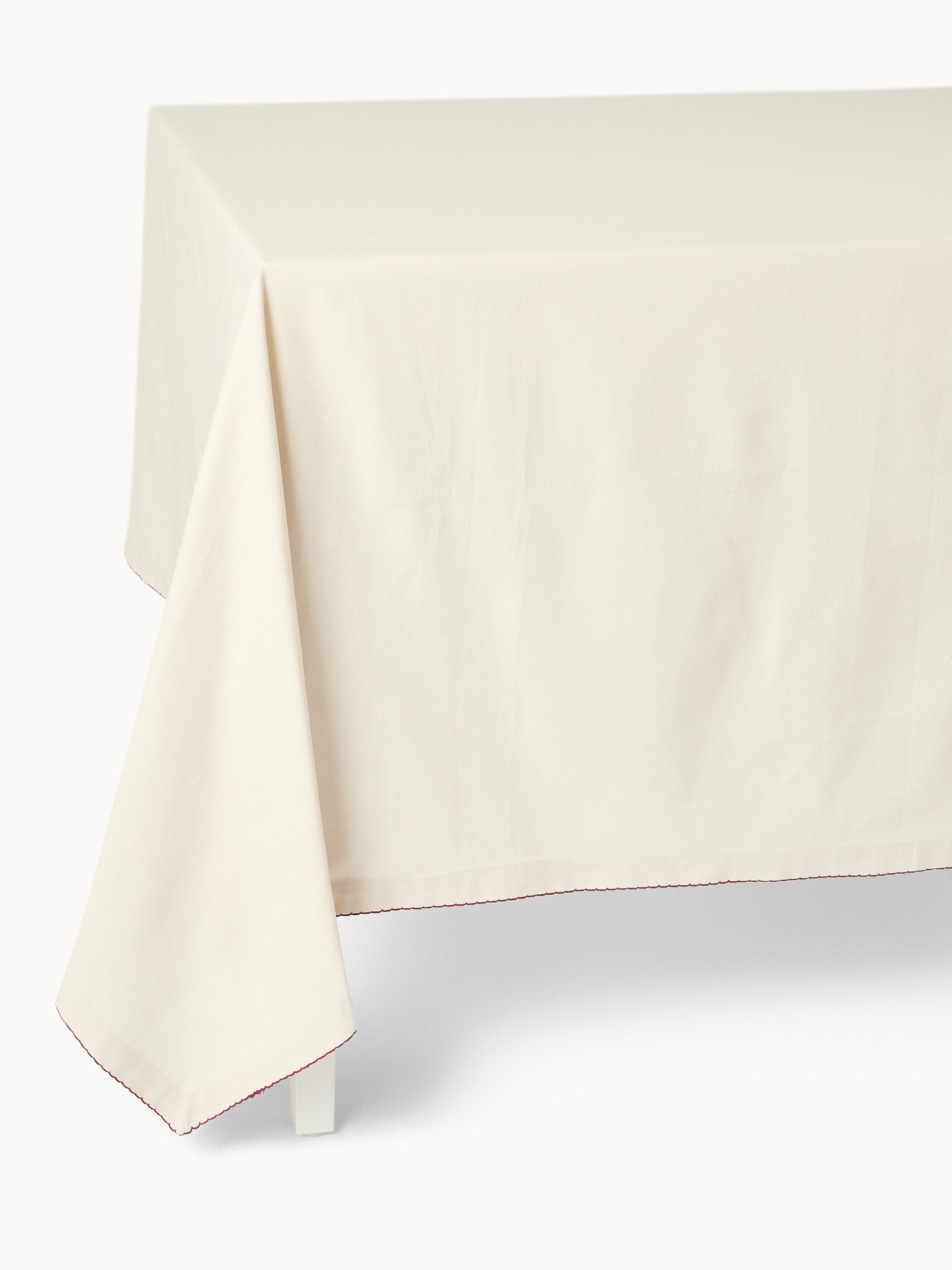 Table service with 8 pure cotton napkins and blanket stitch embroidery, Red, large image number 0