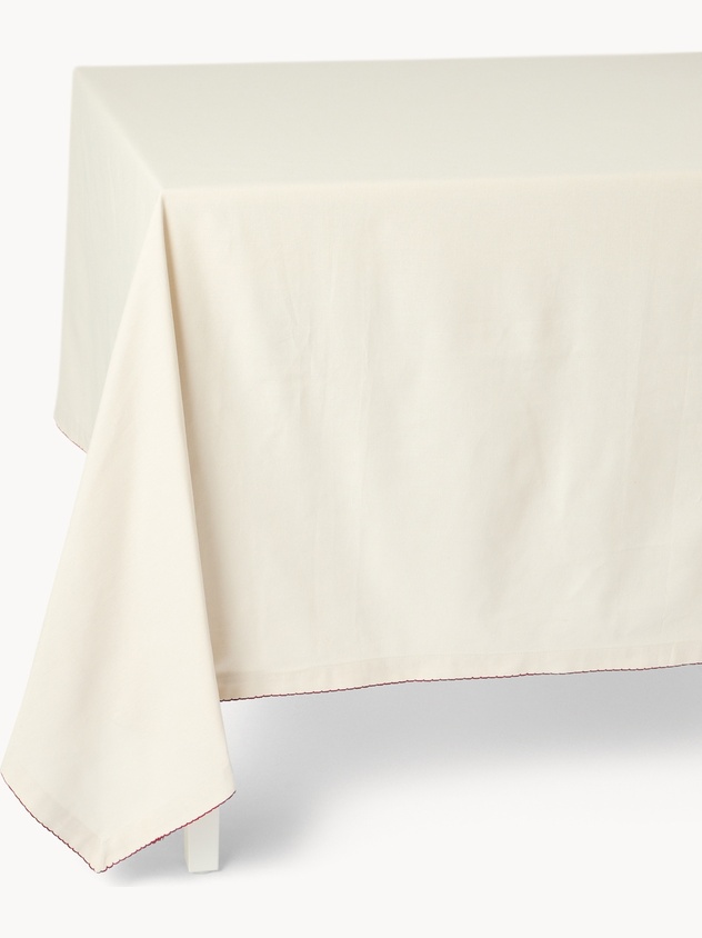 Table service with 8 pure cotton napkins and blanket stitch embroidery