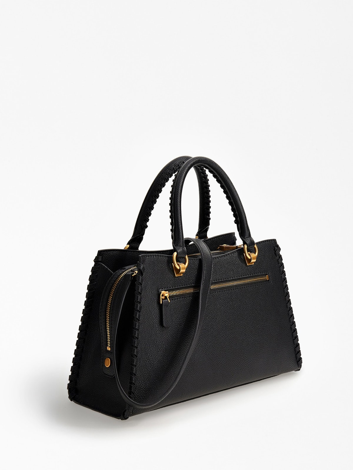 Suede handbag with shoulder strap, Black, large image number 1