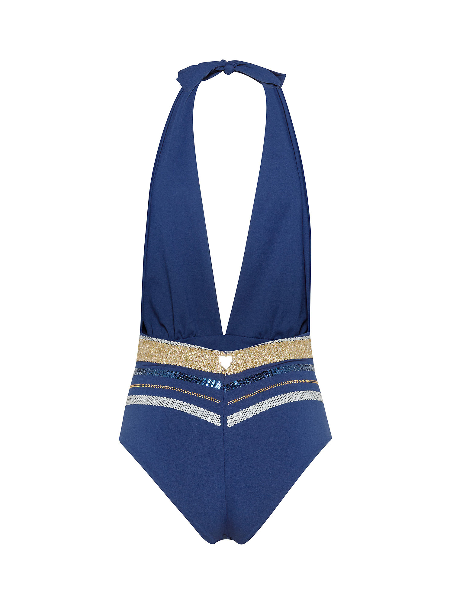 One piece swimsuit with sequins, Blue, large image number 1