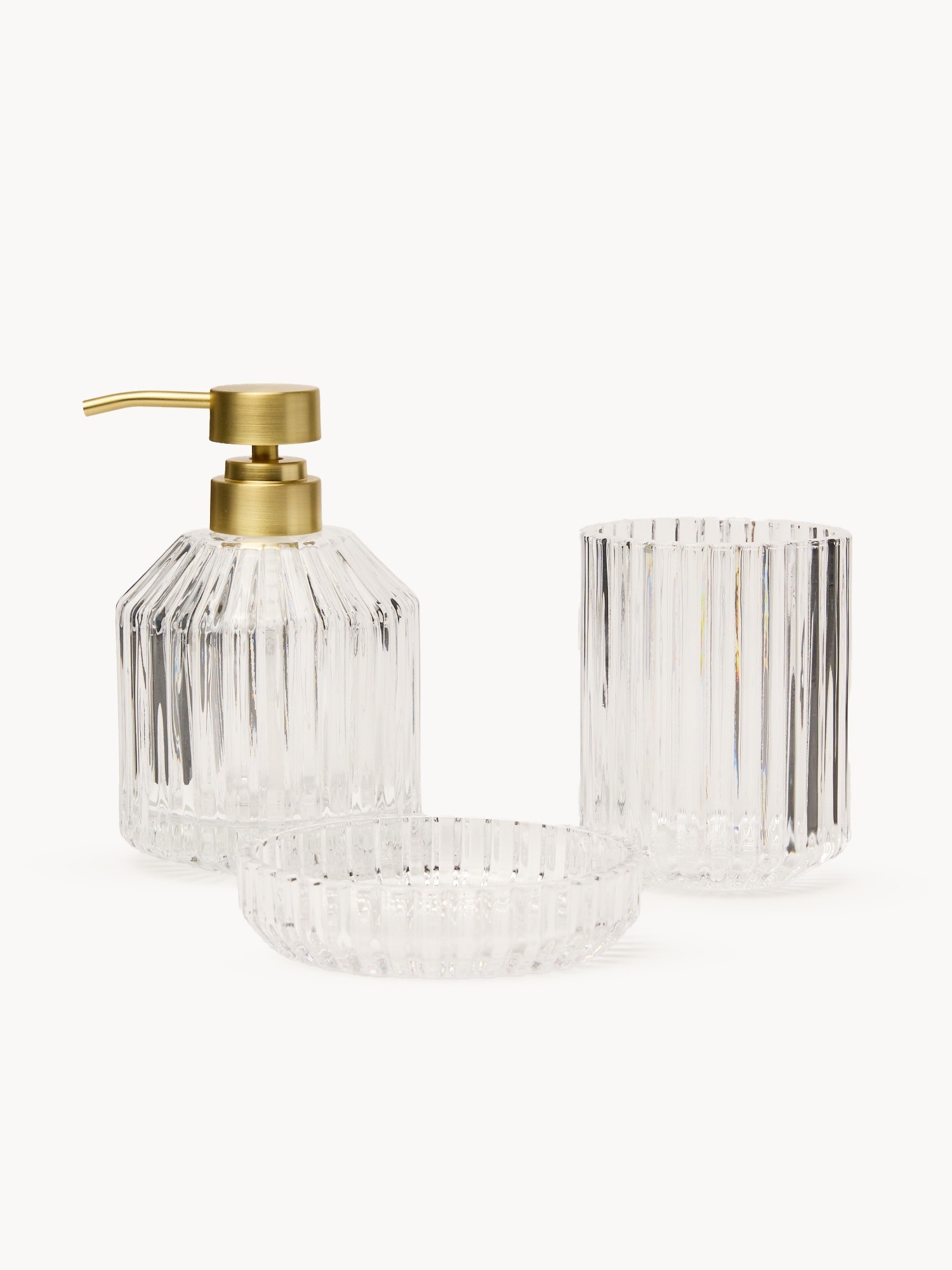 Fluted Glass Toothbrush Holder, Transparent, large image number 2