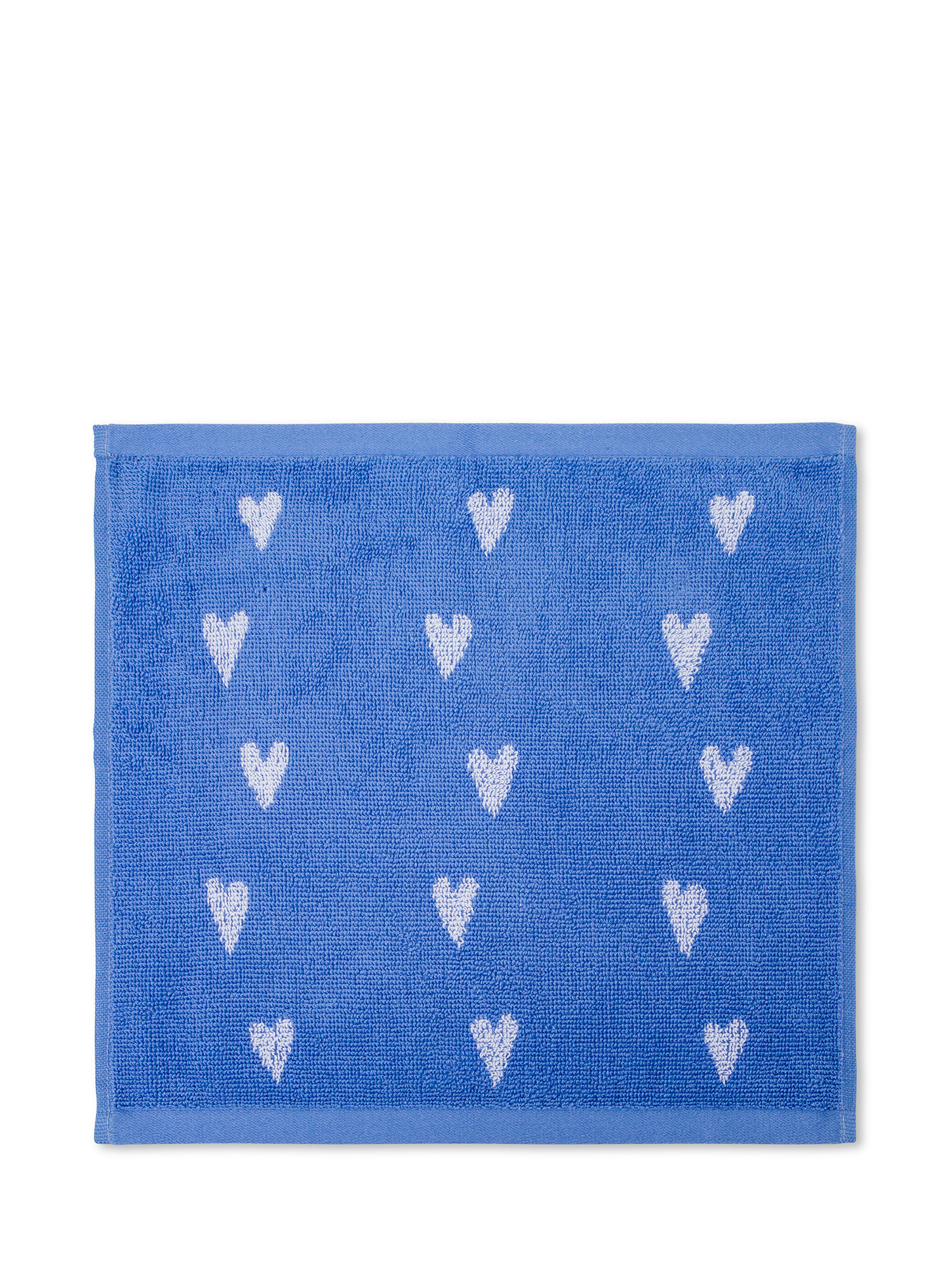 Set of 3 cotton terry washcloths with little hearts motif, Blue, large image number 1