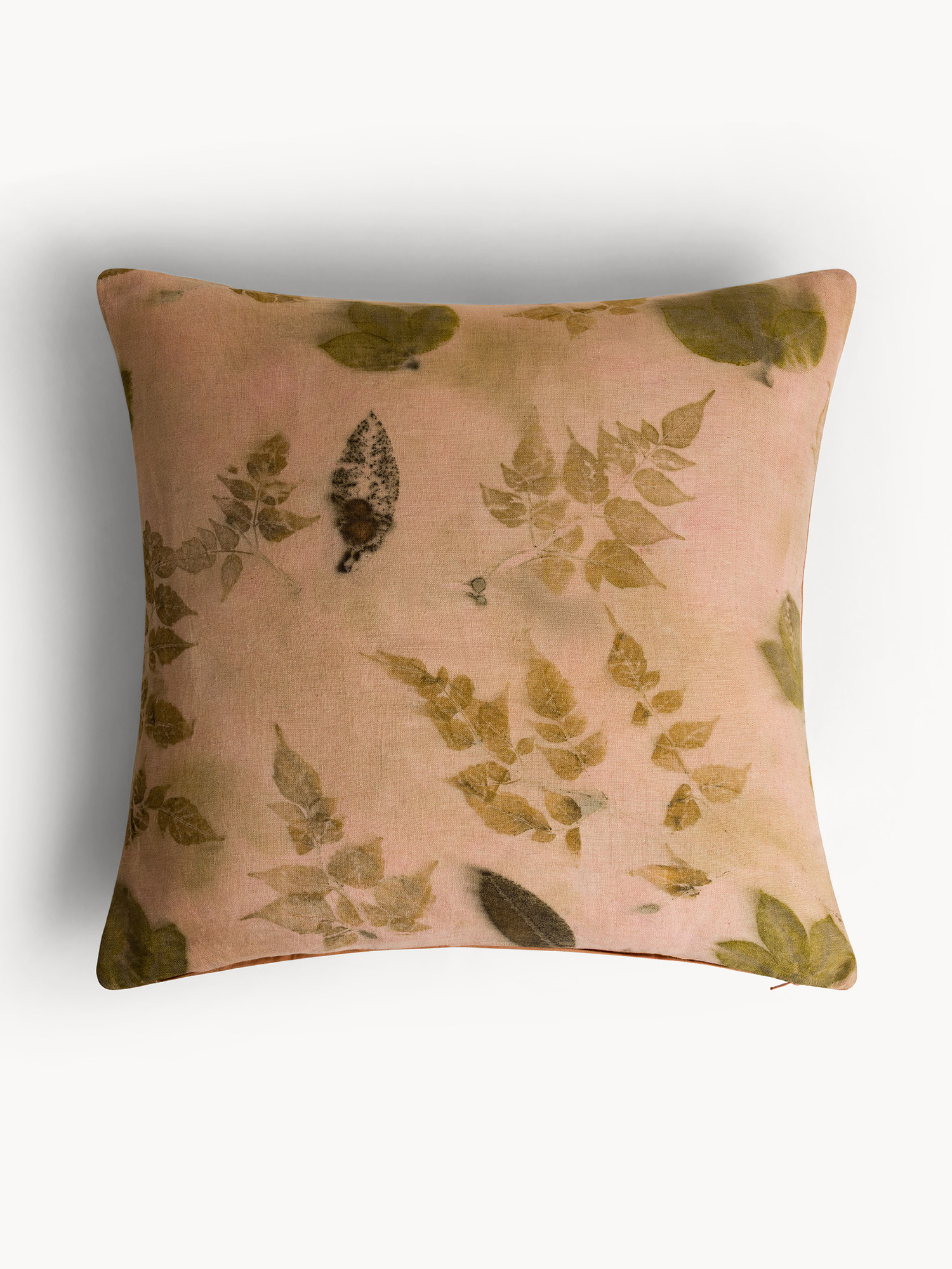 50x50 cm eco-print linen cushion with foliage, Light Pink, large image number 0