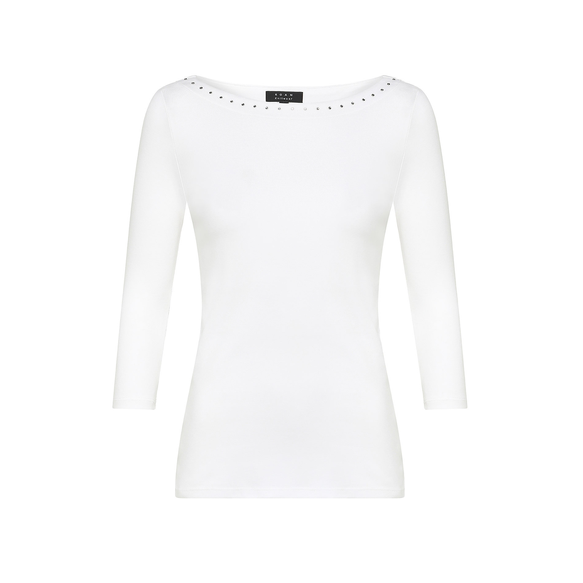 T-shirt puro cotone con borchiette Koan, Bianco, large image number 0
