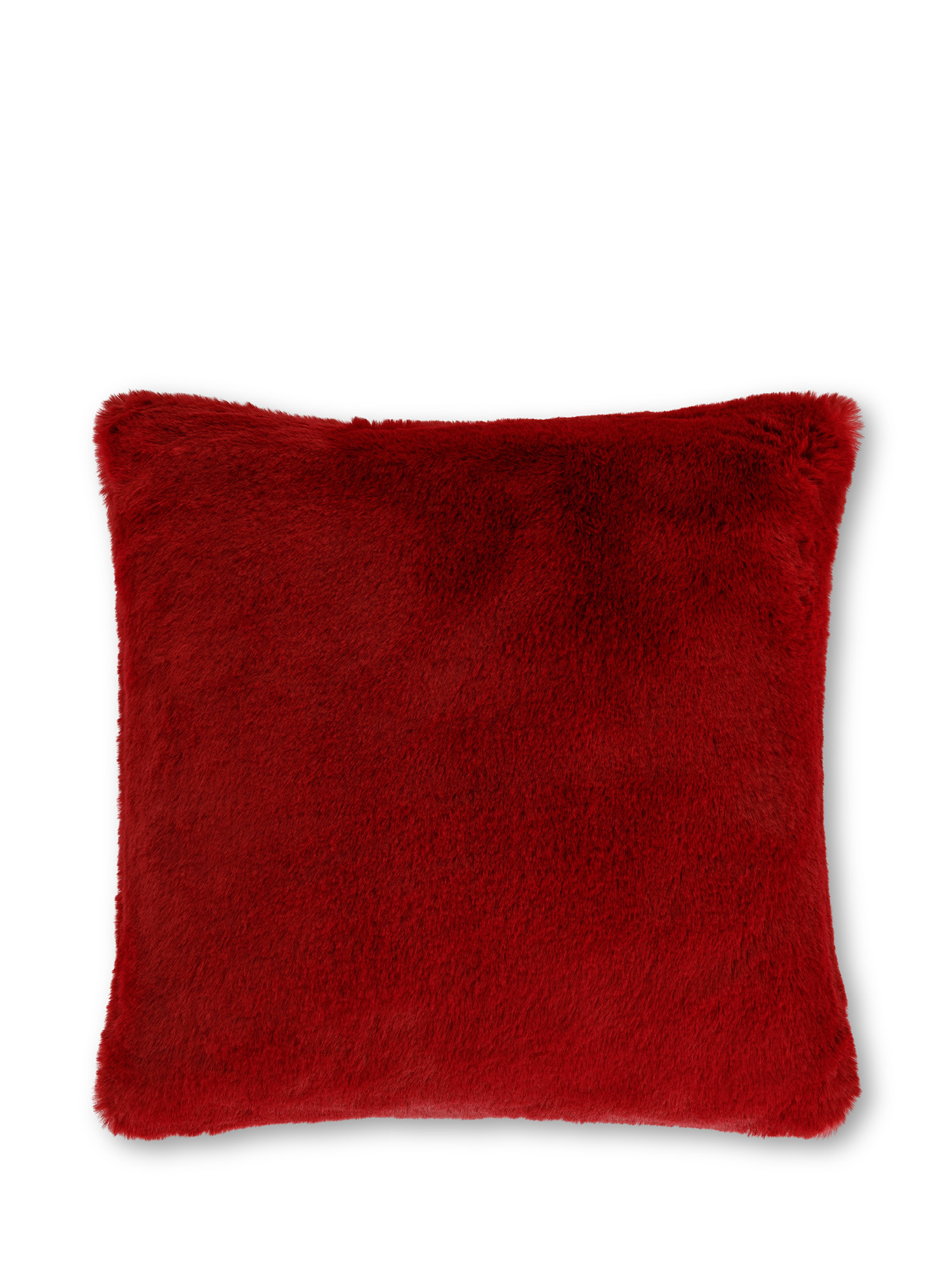 Solid color fur effect cushion, Red, large image number 0