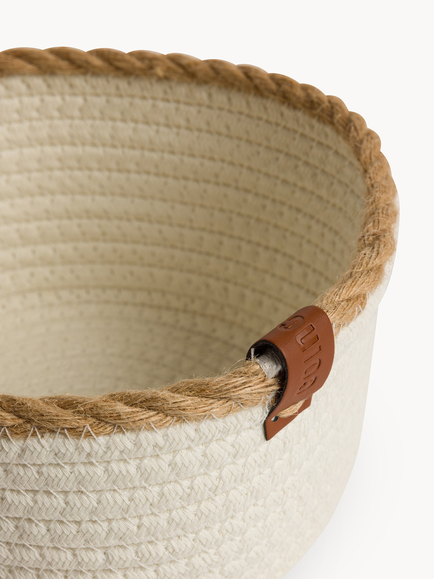 Basket with woven edge, Natural, large image number 1