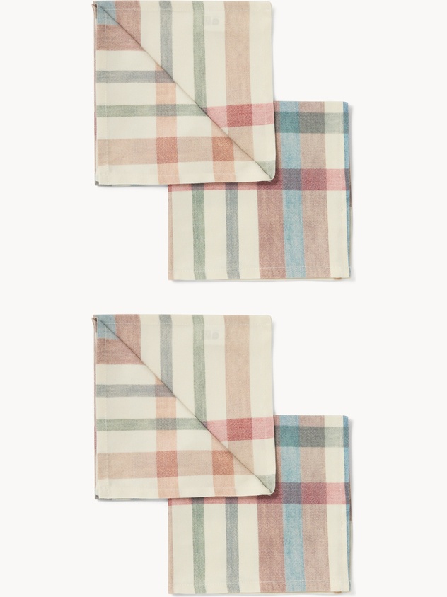 Set di 4 tovaglioli in panama di cotone con stampa check - Prezzo di lancio