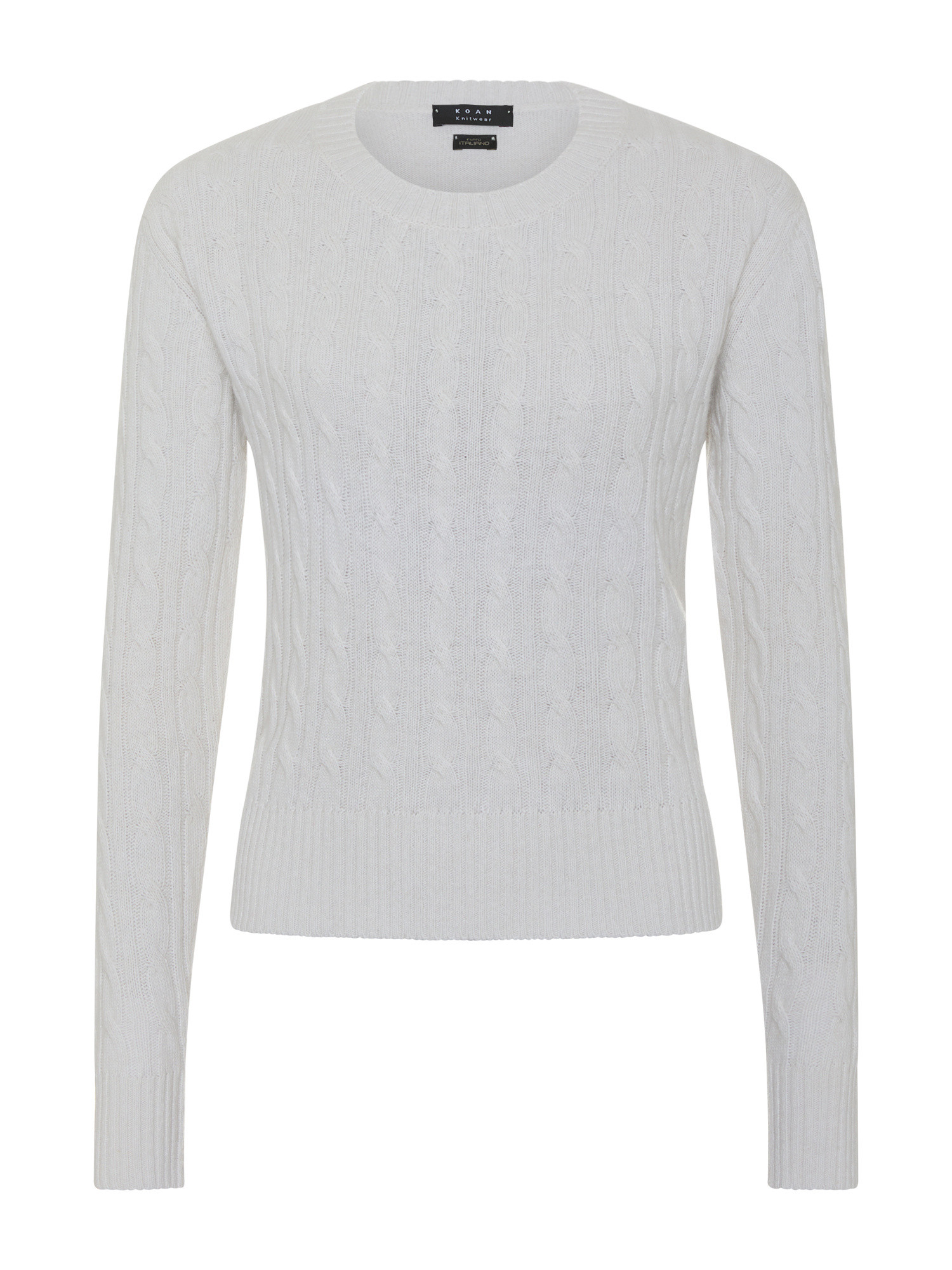 Koan - Crew-neck sweater with braid motif, White Cream, large image number 0