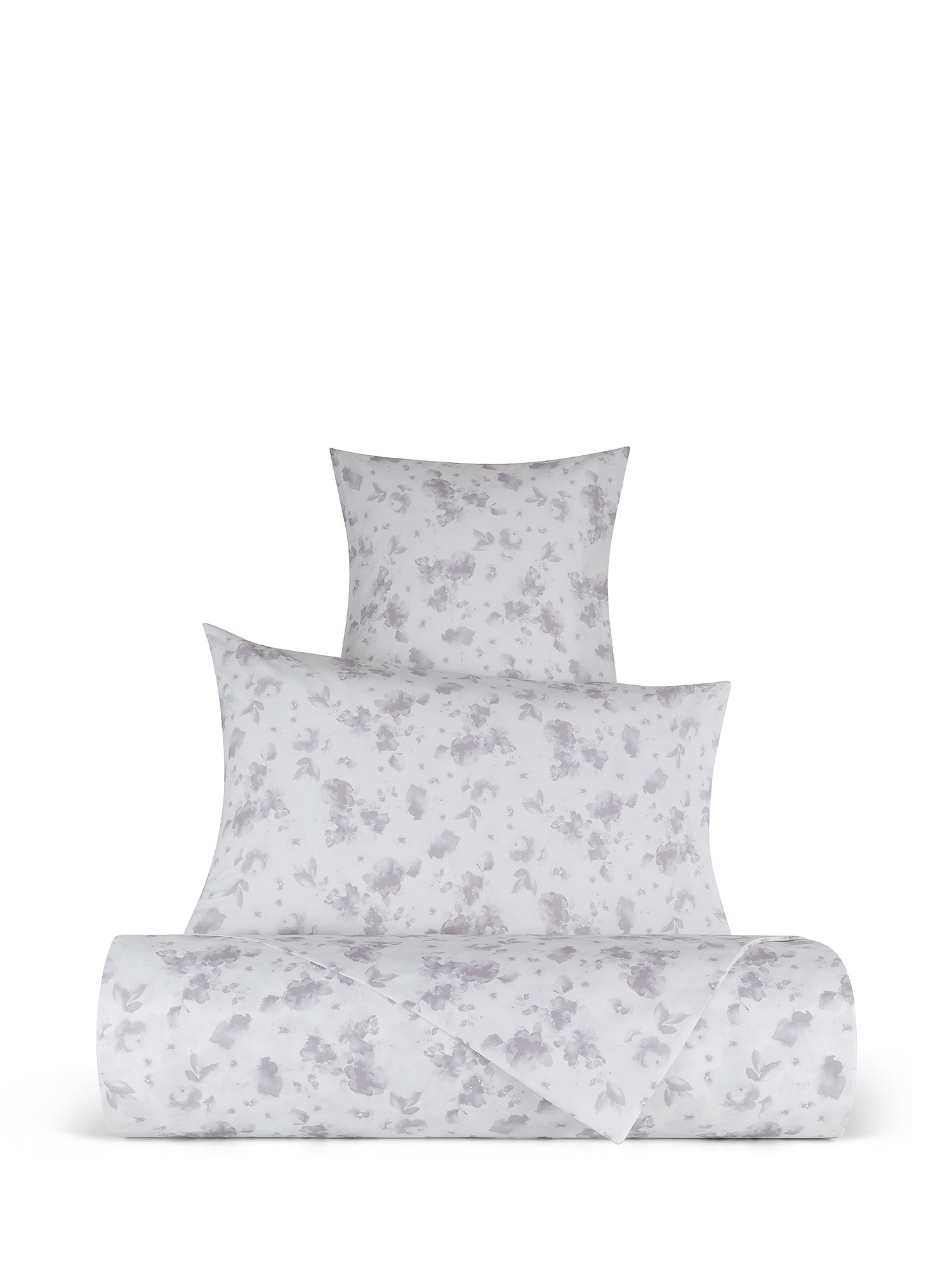 Federa cotone percalle motivo floreale Portofino, Bianco, large image number 2