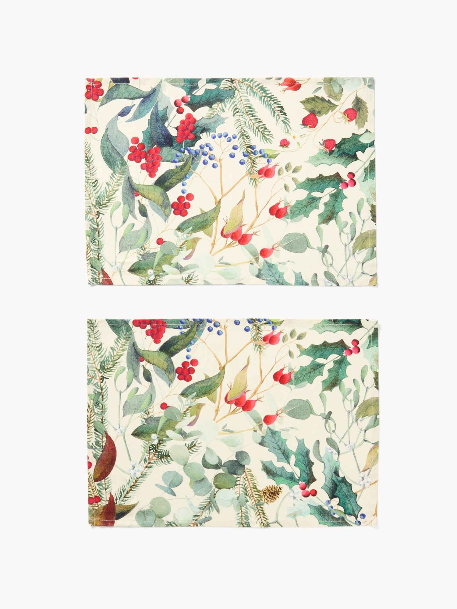 Set 2 tovagliette in panama di cotone con stampa bacche, Multicolor, large image number 0