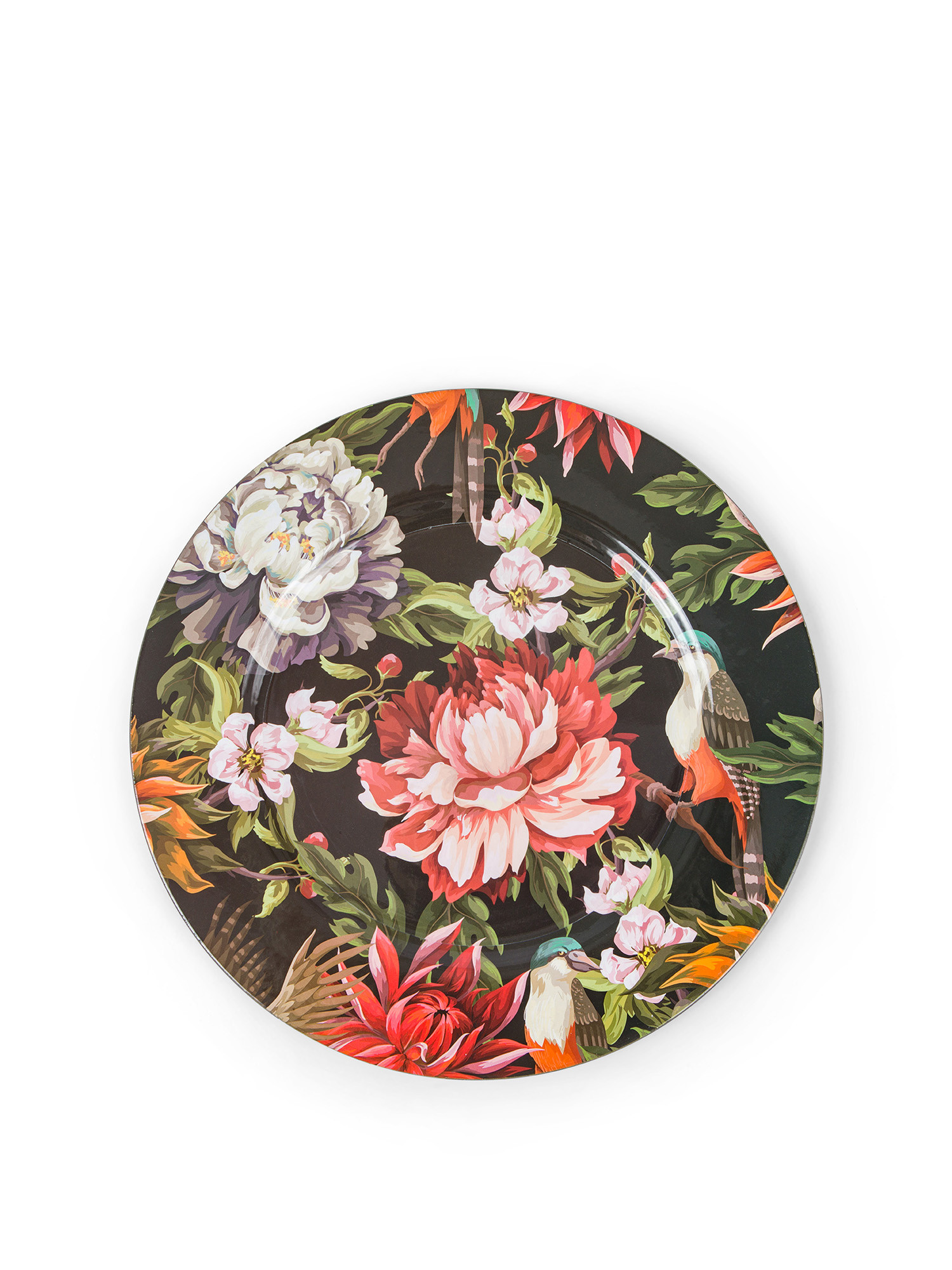Plastic underplate with floral motif, Black, large image number 0