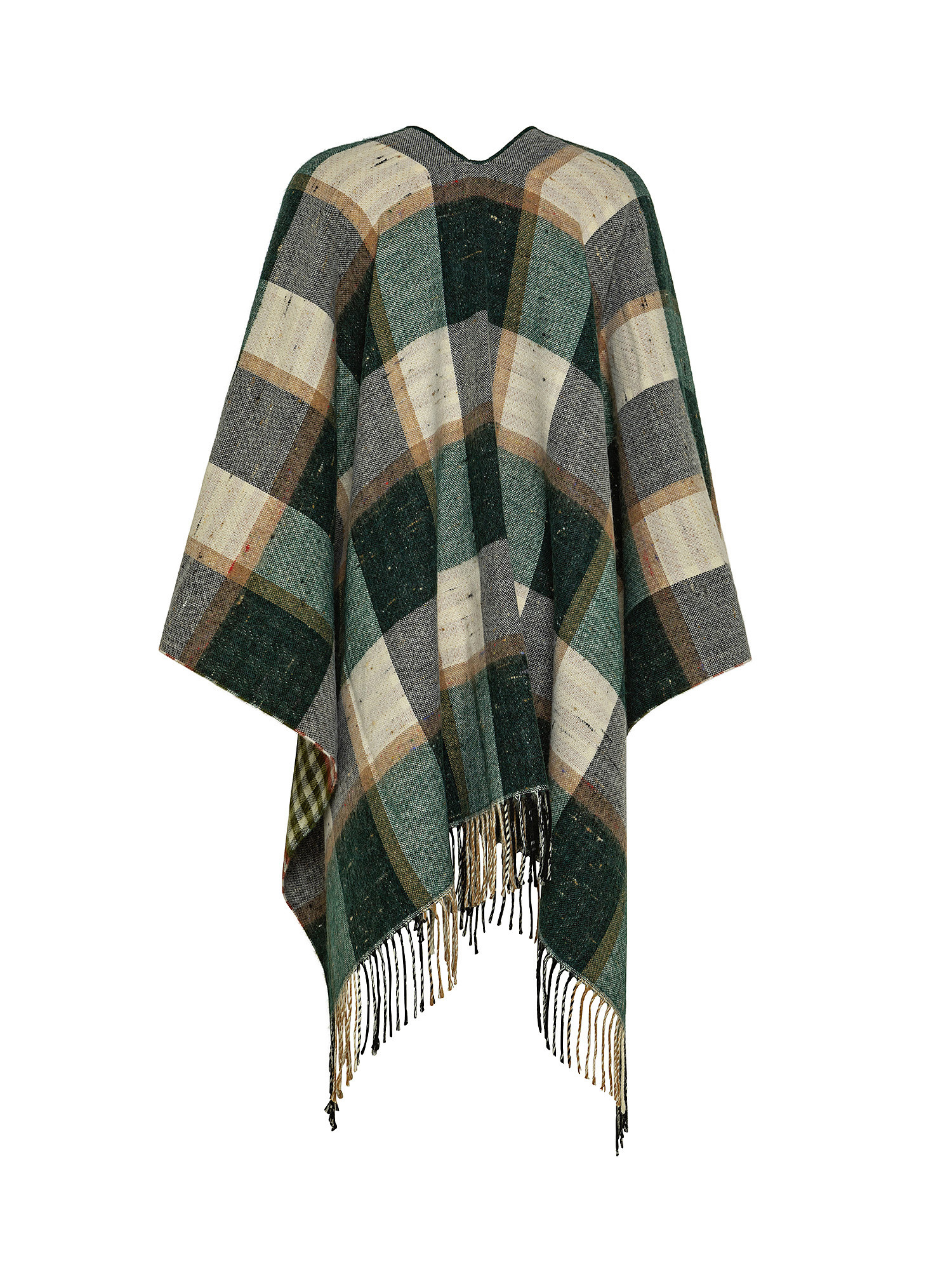 Poncho Tartan double face, Verde, large image number 1