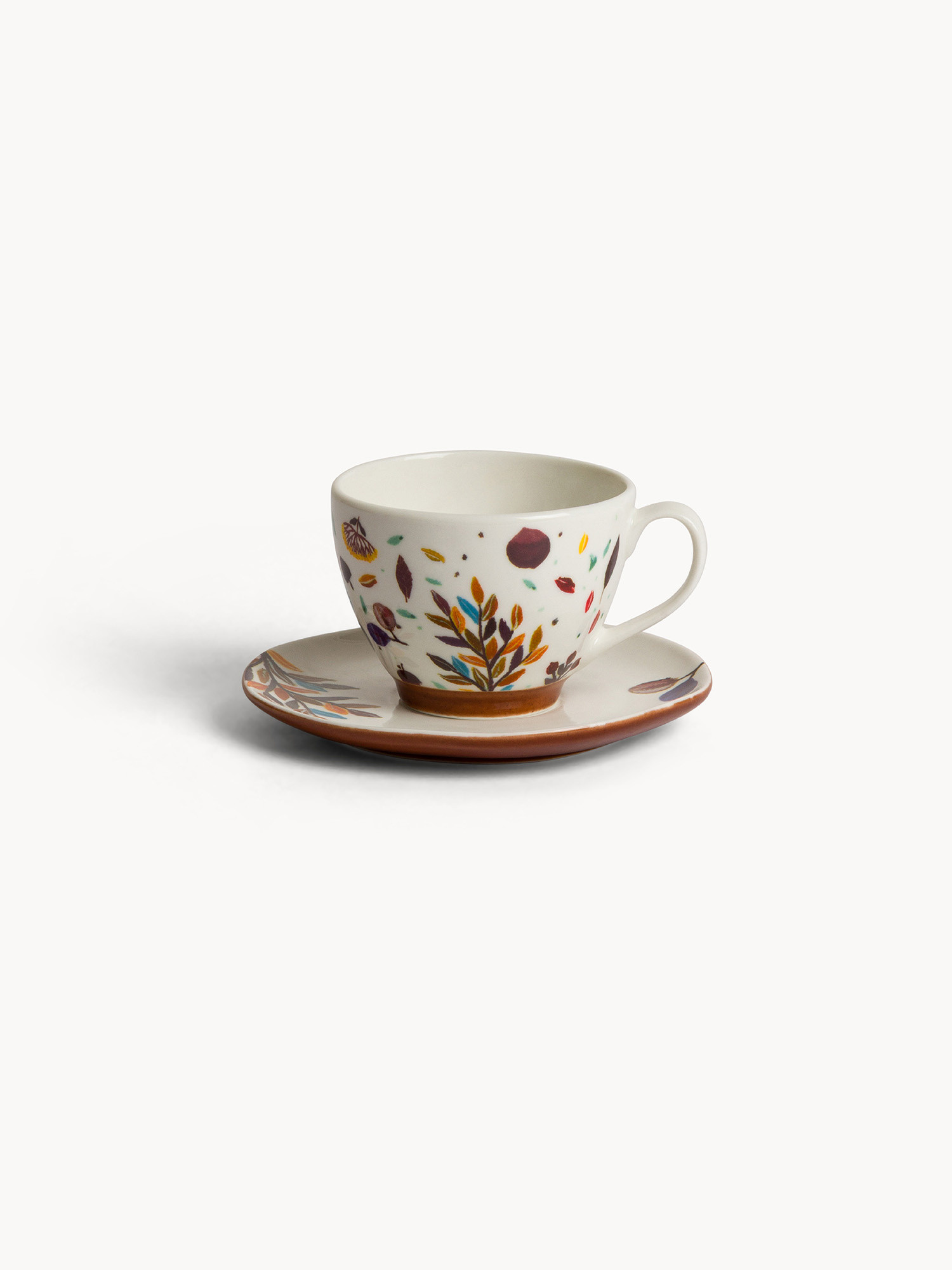 Tazza caffè in stoneware motivo foglioline, Multicolor, large image number 0