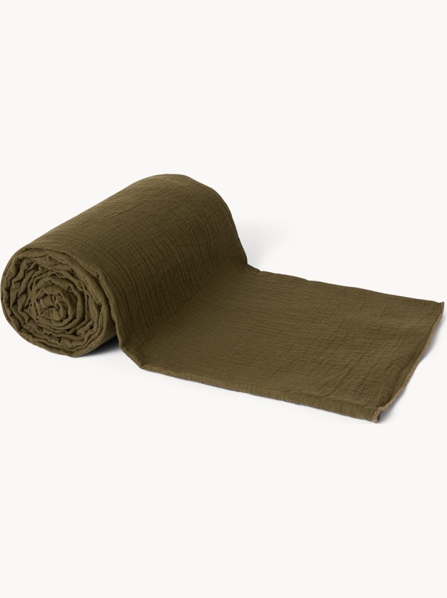 Telo arredo in garza di puro cotone con dettagli a contrasto