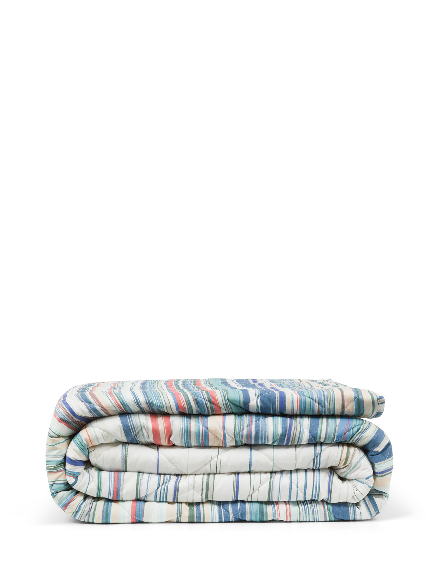 Striped patterned cotton quilt, Light Blue, large image number 0