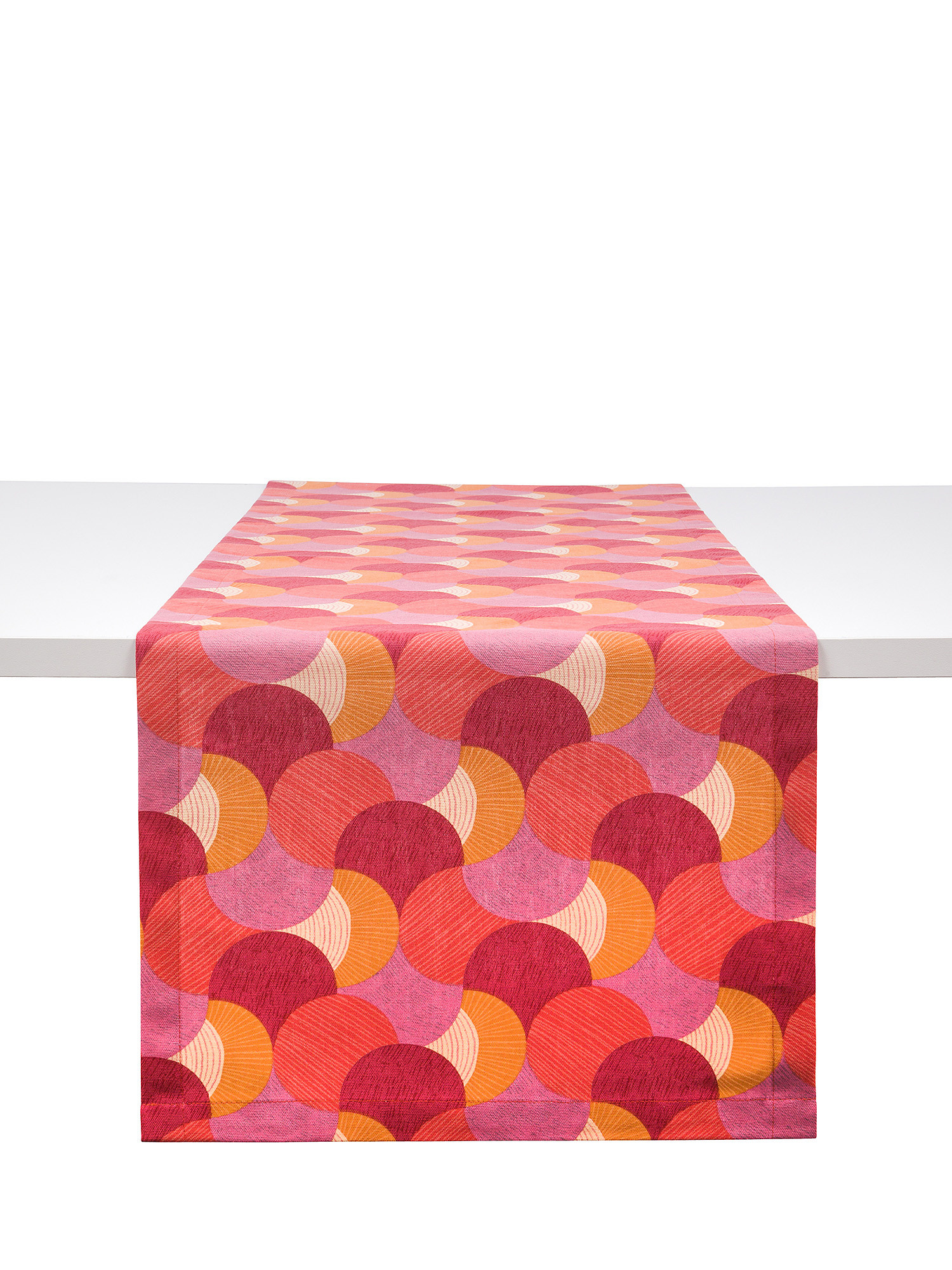Geometric print cotton runner, Dark Pink, large image number 0