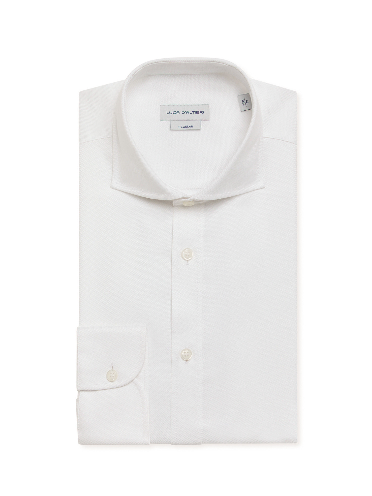 Luca D'Altieri - Regular fit shirt in fine cotton oxford, White, large image number 0
