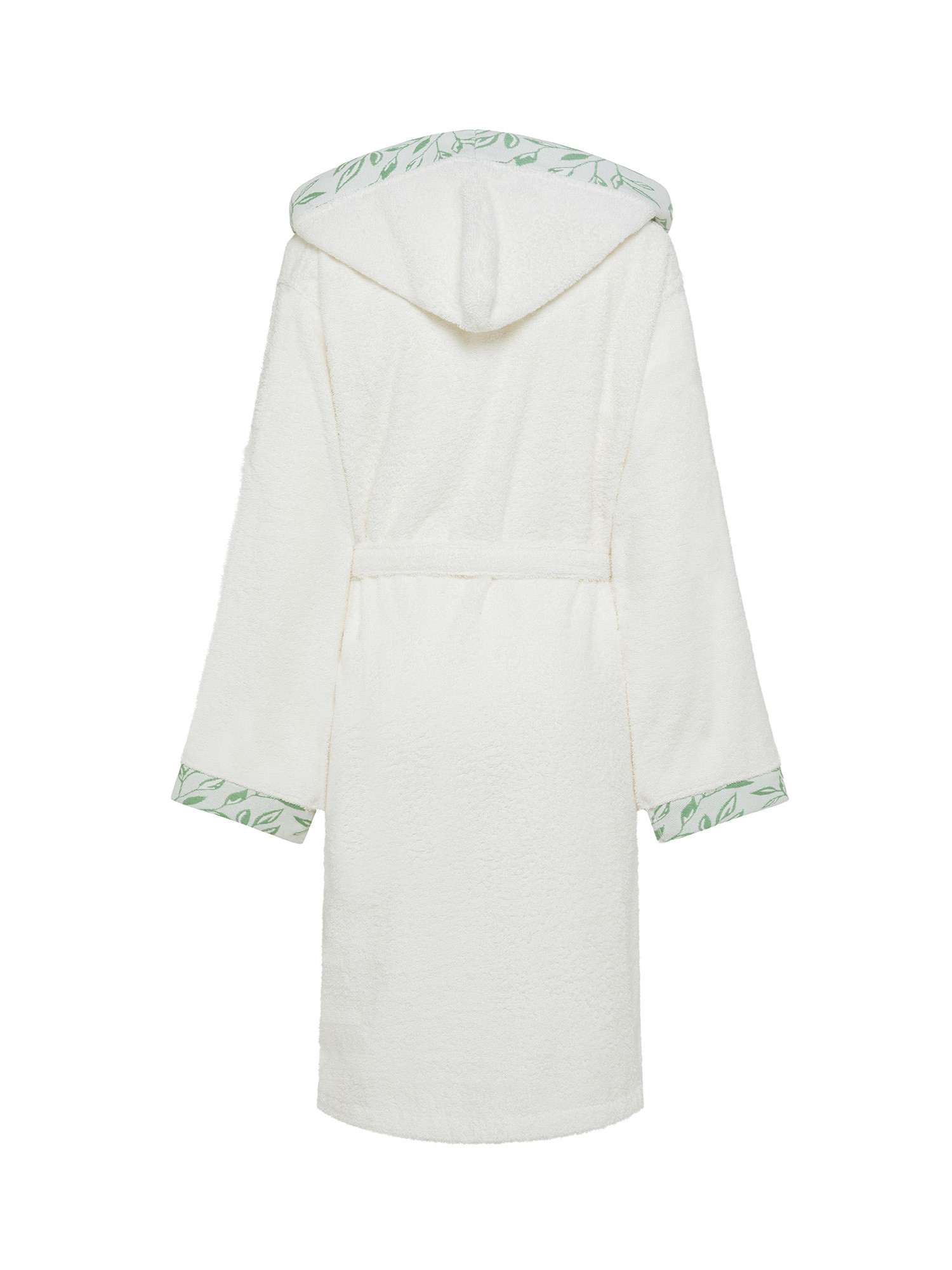 Cotton terry bathrobe with jacquard edge, White, large image number 1