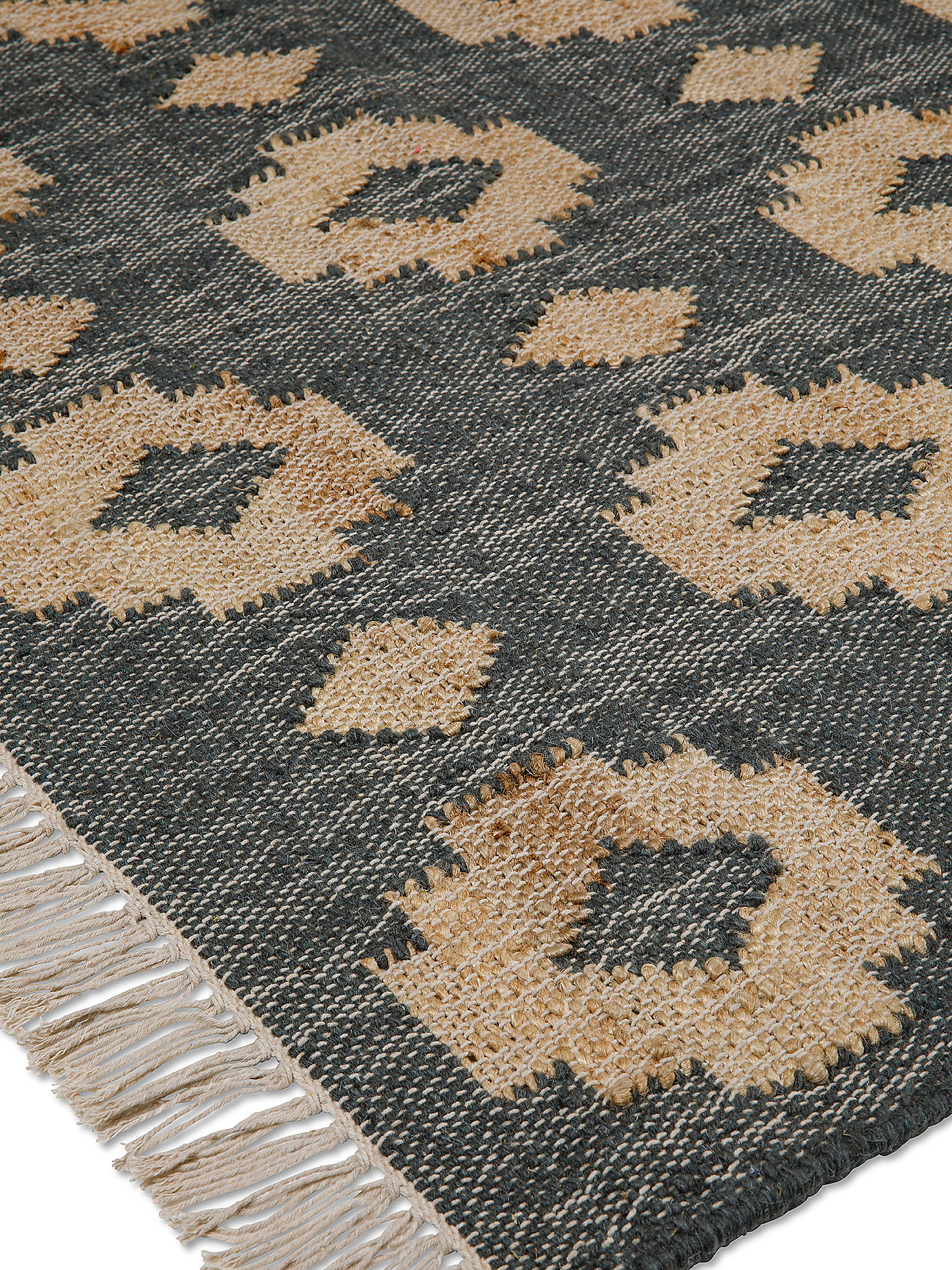 Jute rug with geometric motif, Grey, large image number 1