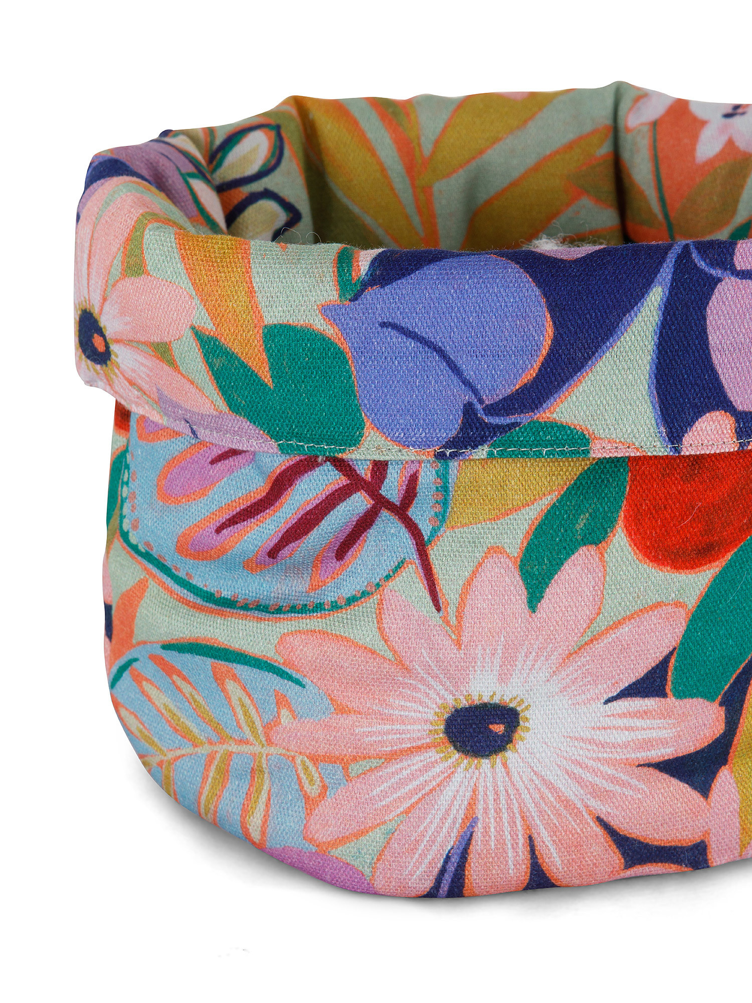 100% cotton basket with floral print, Multicolor, large image number 1