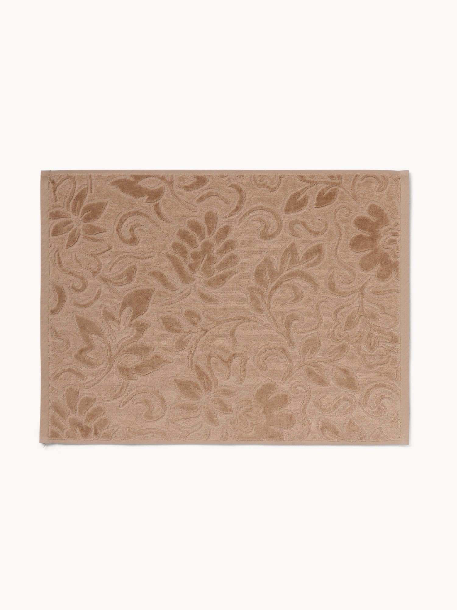 Asciugamano con fantasia floreale in puro cotone velour - Prezzo di lancio, Beige, large image number 1