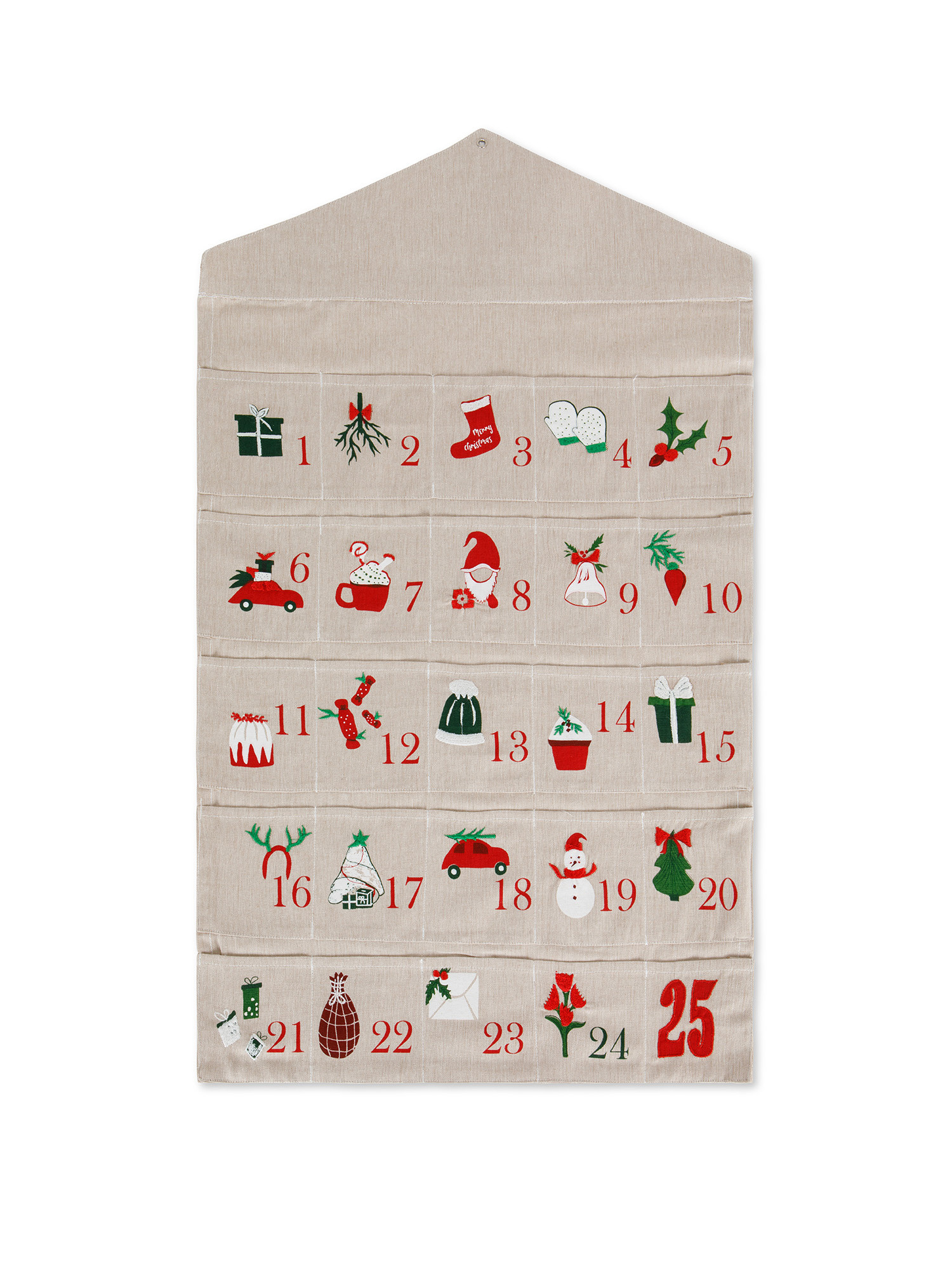 Printed and embroidered advent calendar, Beige, large image number 0
