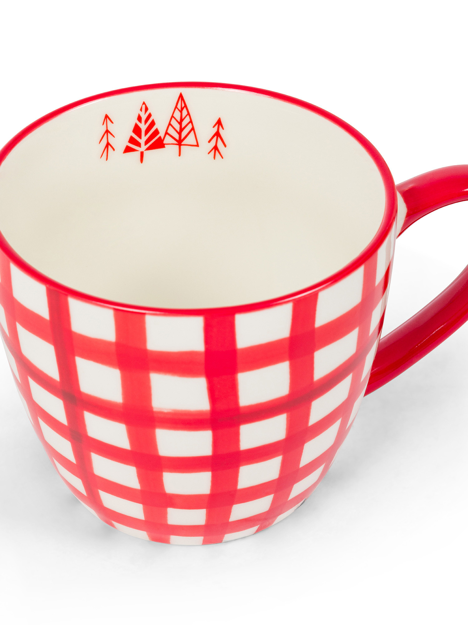 Tazza jumbo new bone china motivo check, Rosso, large image number 1