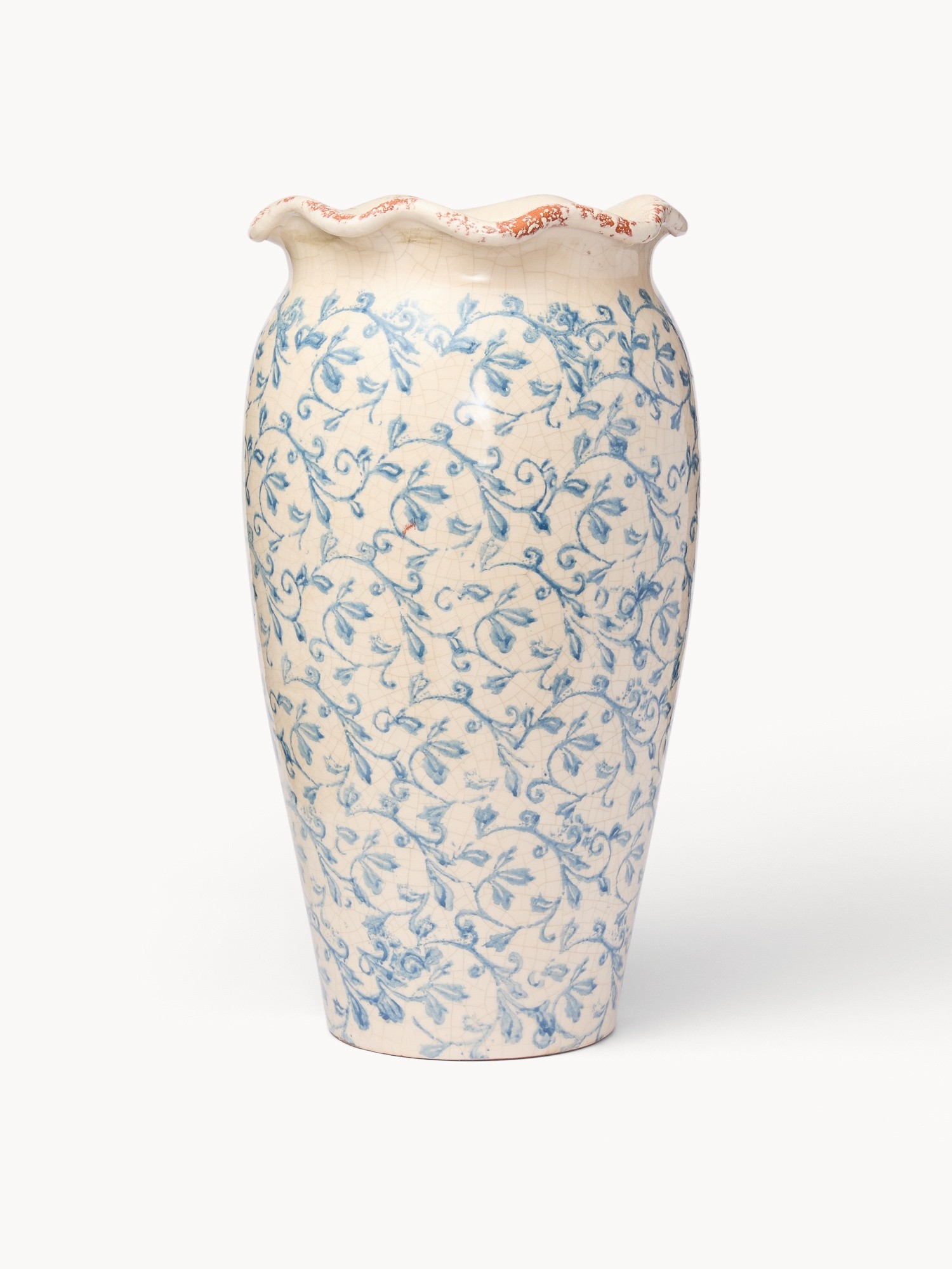 Vaso in ceramica portoghese prodotta artigianalmente, Bianco/Azzurro, large image number 0