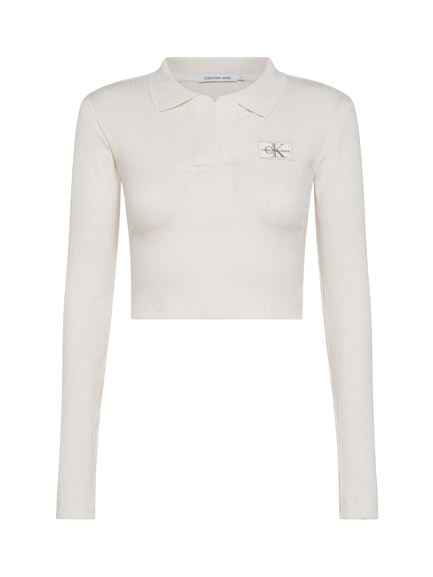 Calvin Klein Jeans - Maglia a costine con logo, Bianco avorio, large image number 0
