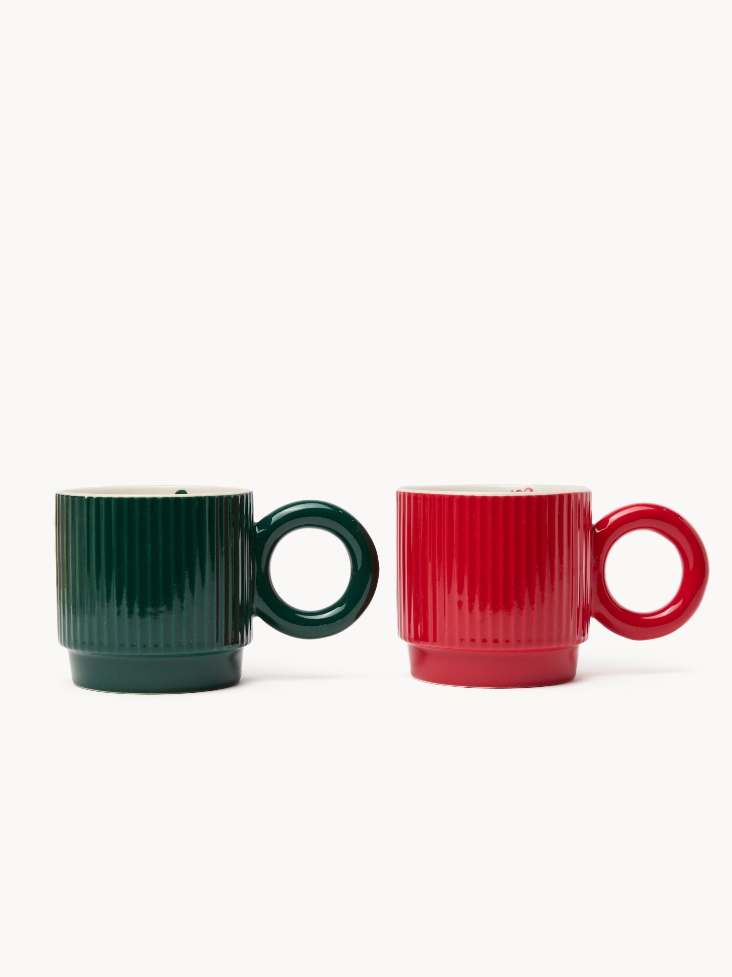 Set of 2 stackable cups in New Bone China, Multicolor, large image number 0