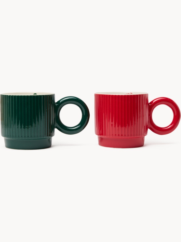 Set of 2 stackable cups in New Bone China