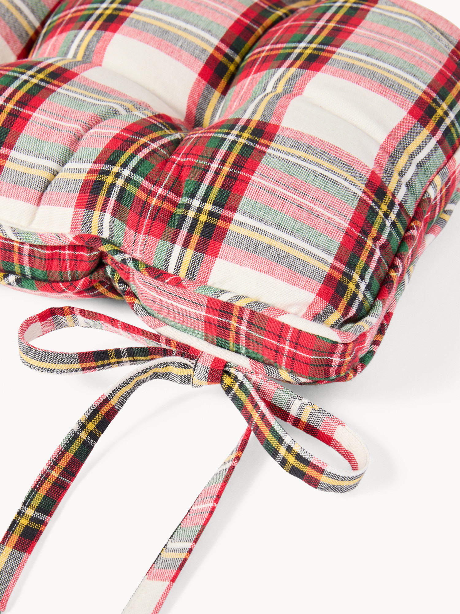 Cuscino da sedia tartan a materasso in puro cotone tinto filo, Multicolor, large image number 1