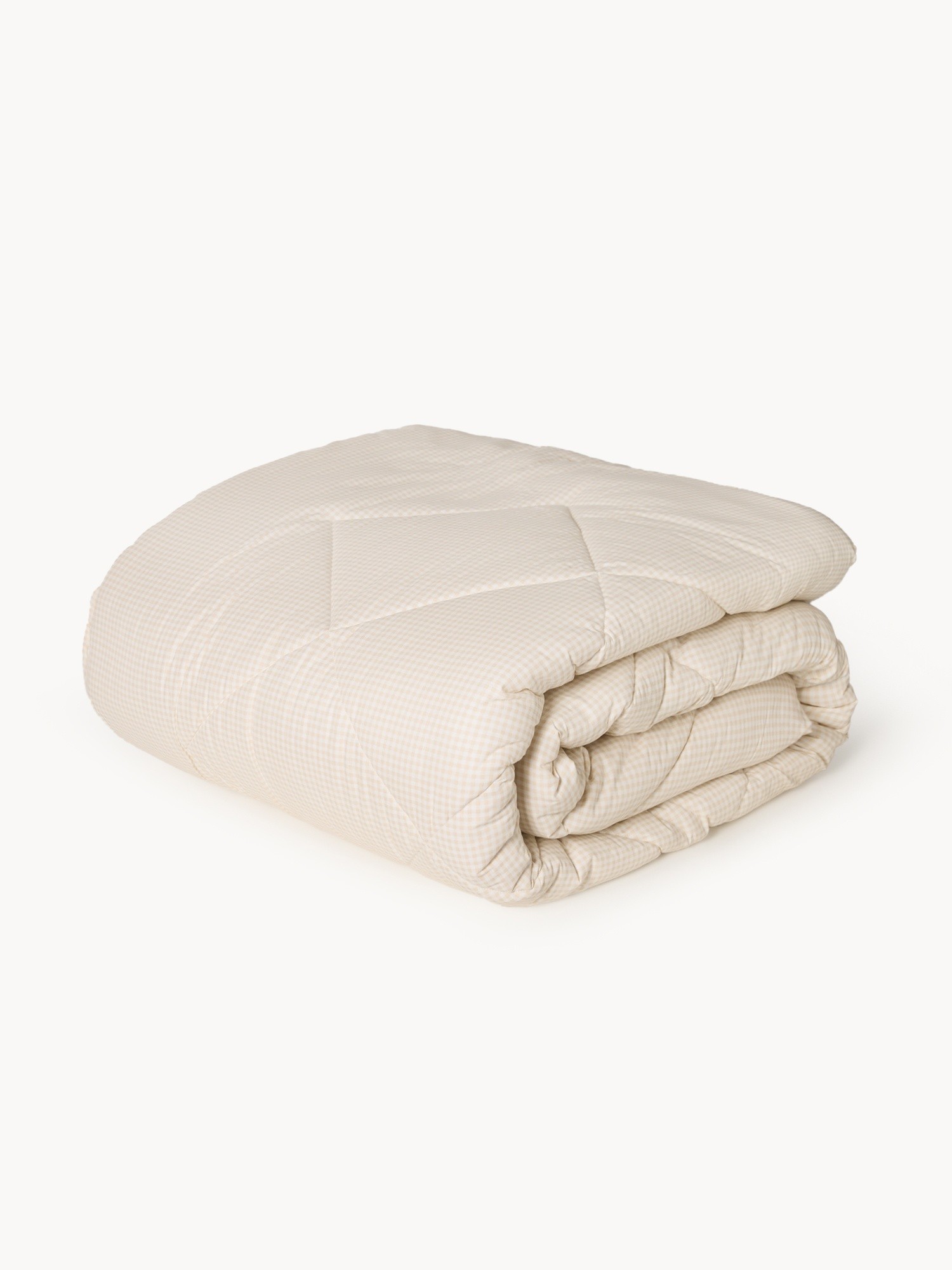 Pure cotton gingham quilt, White / Beige, large image number 0