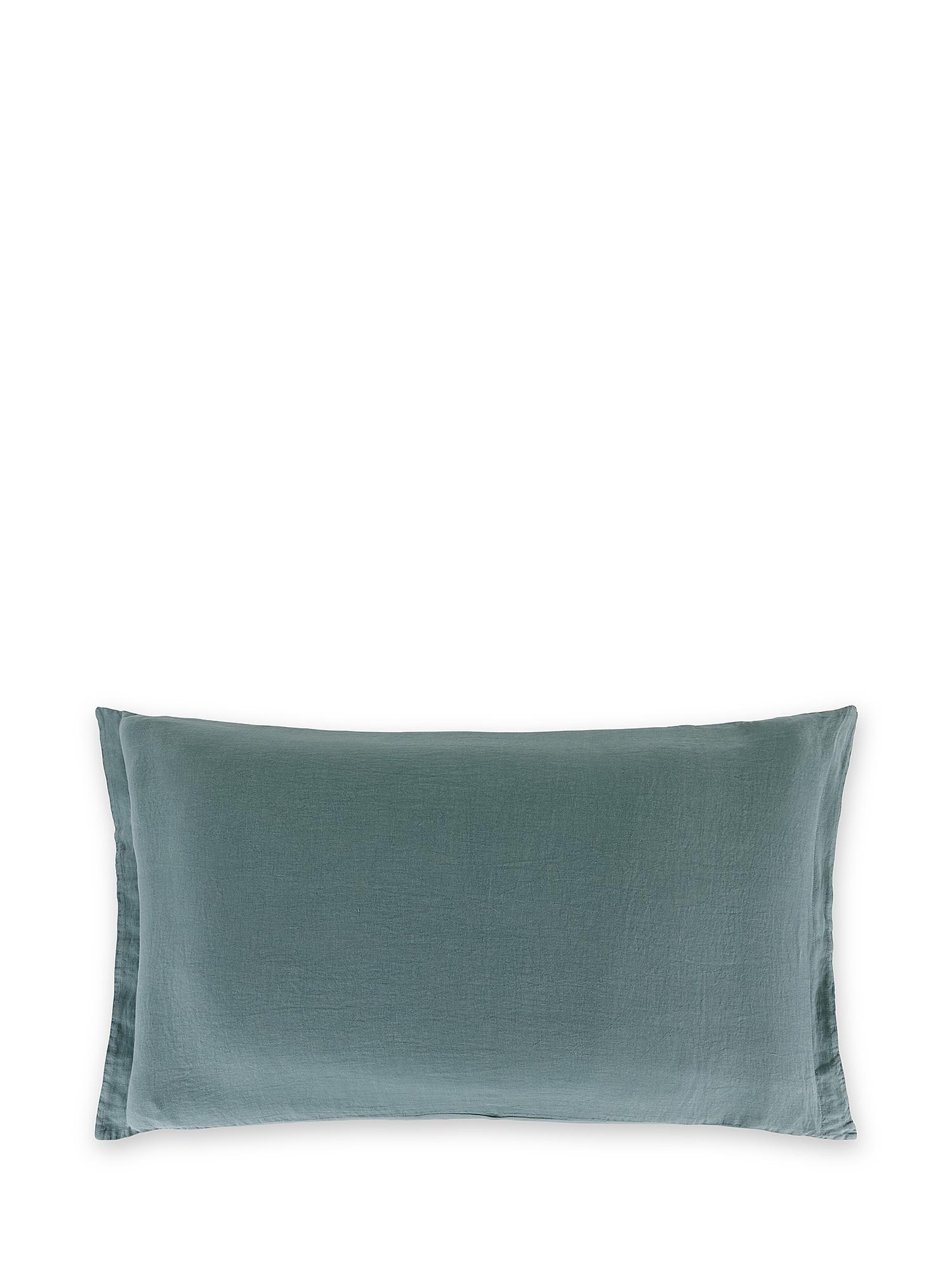 Zefiro plain color linen and cotton pillowcase, Green, large image number 0