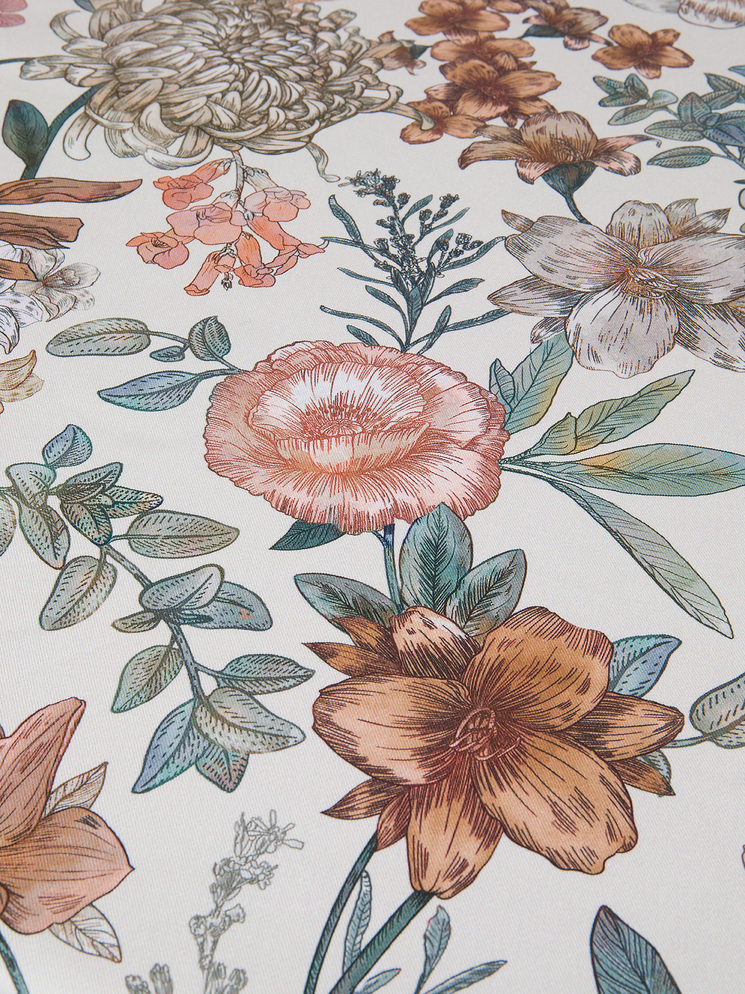 Tovaglia rotonda puro cotone fantasia floreale, Beige, large image number 1
