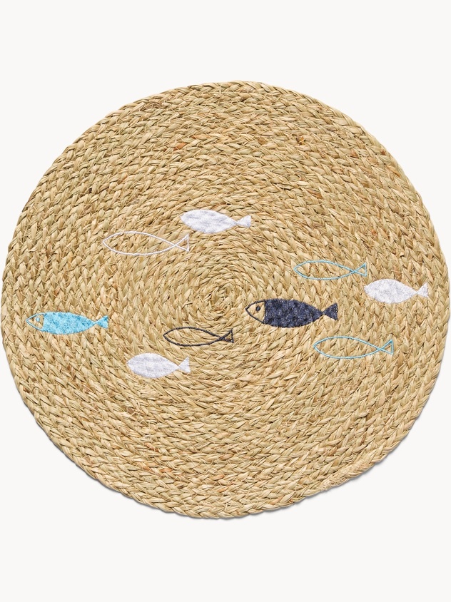 Marine-themed embroidered placemat