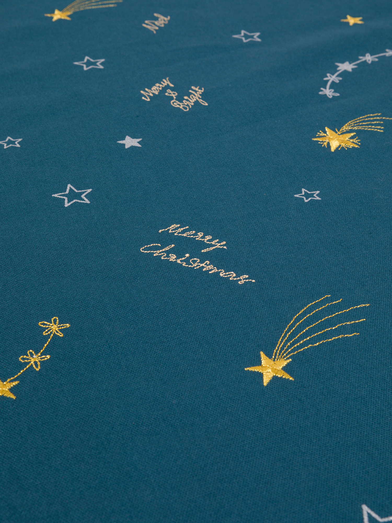 Cotton tablecloth with star embroidery, Blue, large image number 1