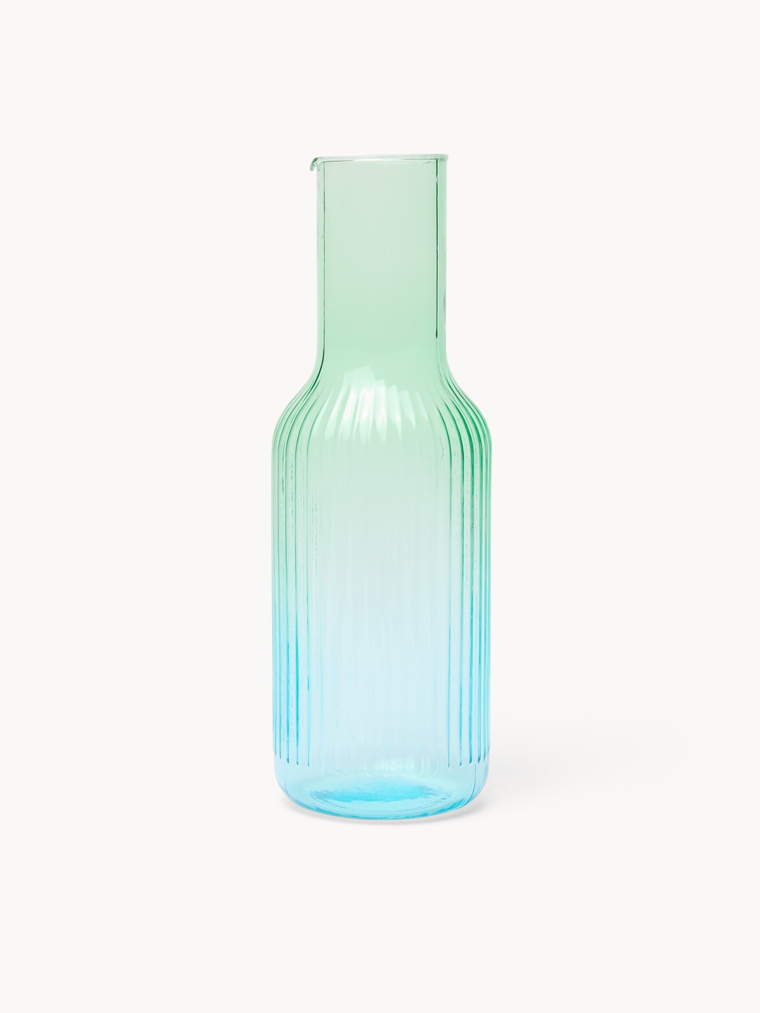 Two-tone sprayed glass carafe - Introductory price, Verde/Azzurro, large image number 0