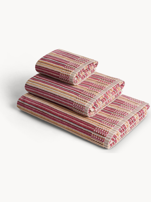 Asciugamano in velour di cotone tinto filo a righe