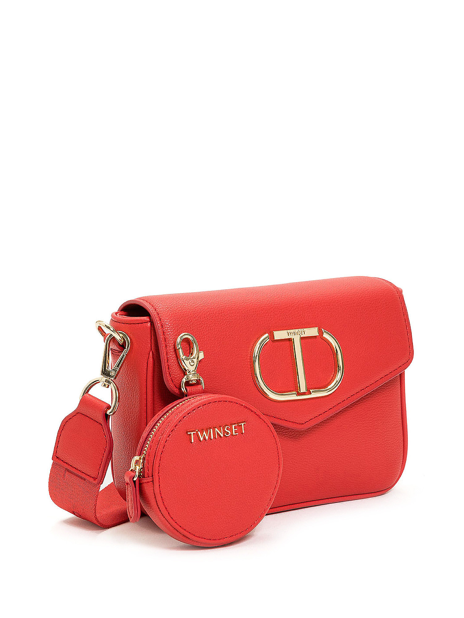 Mini bag a tracolla con portamonete, Rosso, large