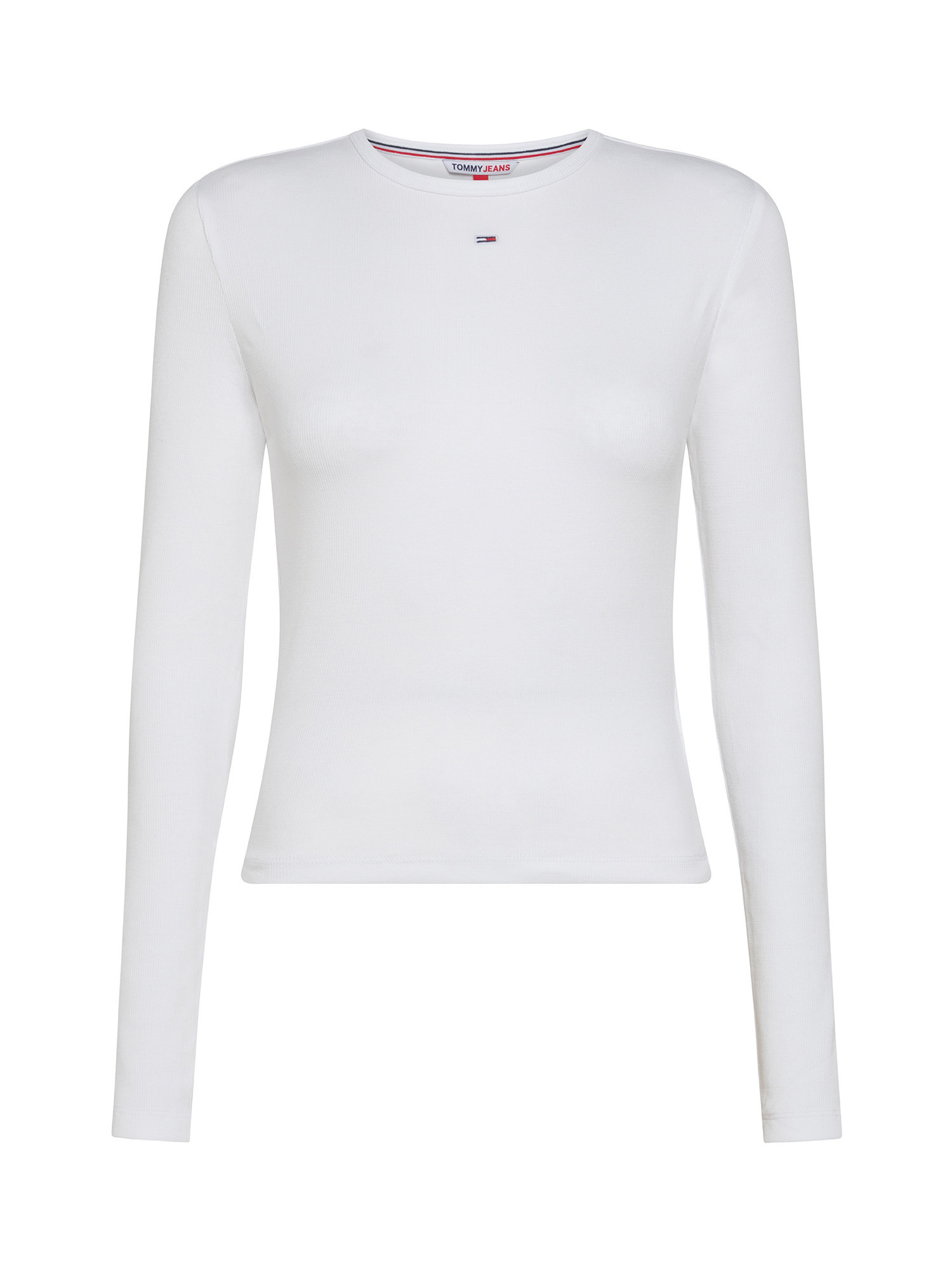 Tommy Jeans - Cotton crew neck sweater with logo, White, large image number 0