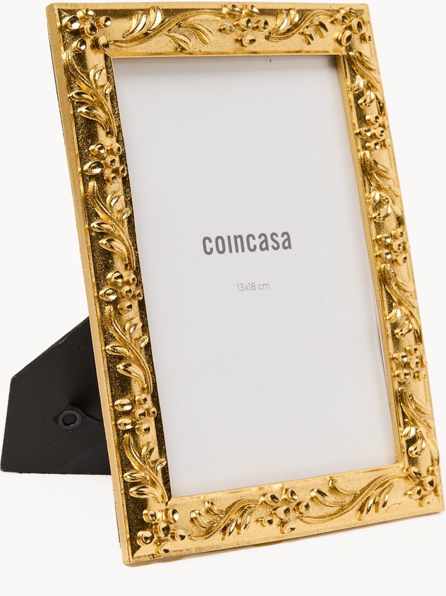 Hand-finished photo frame with copper-toned motif