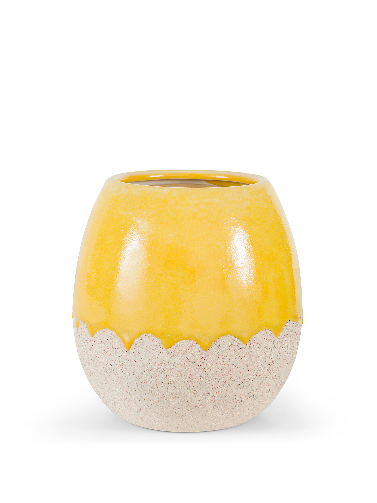 Egg-shaped porcelain vase, Yellow, large image number 0
