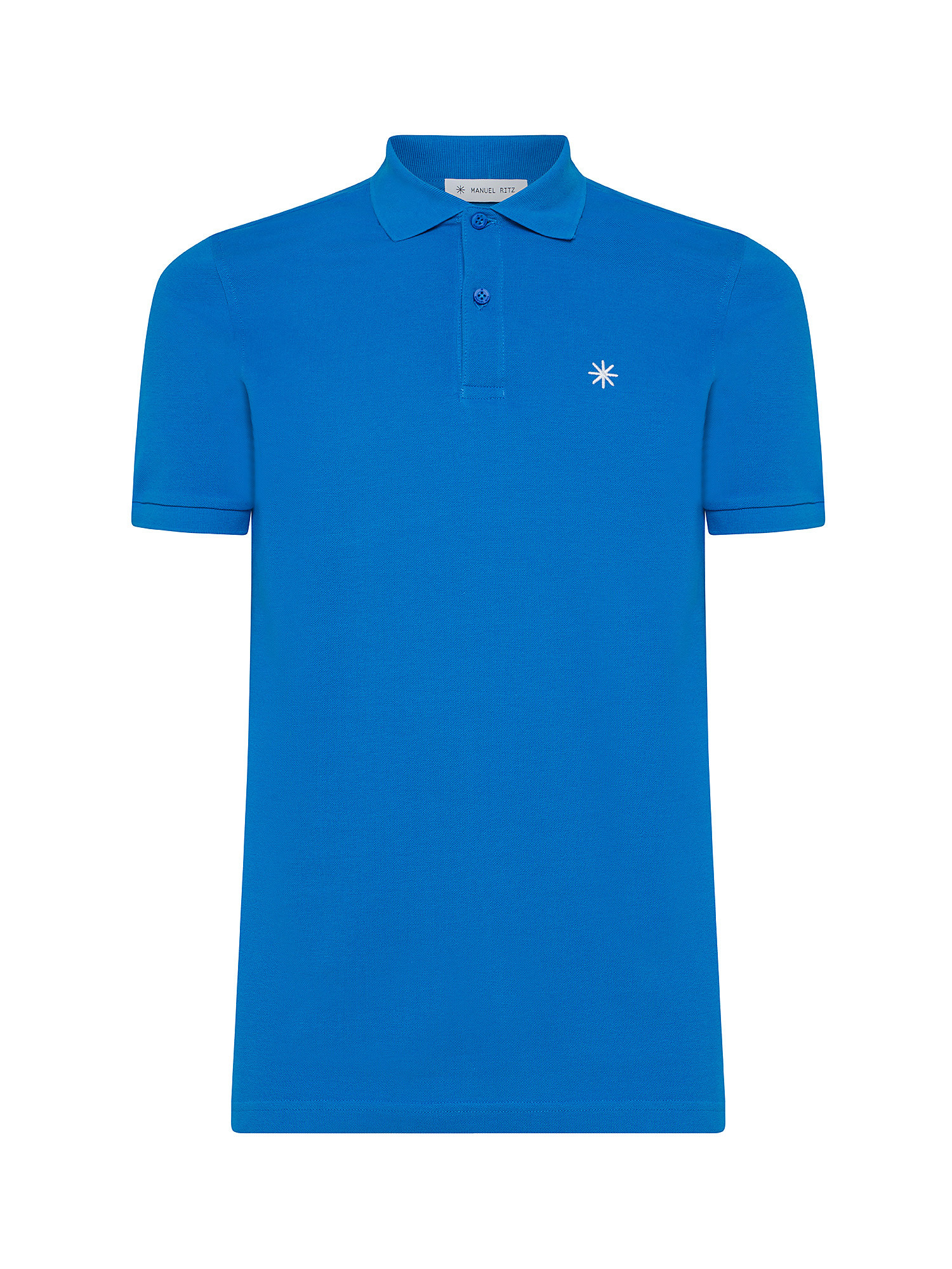 Manuel Ritz - Polo with contrasting embroidered logo, Royal Blue, large image number 0